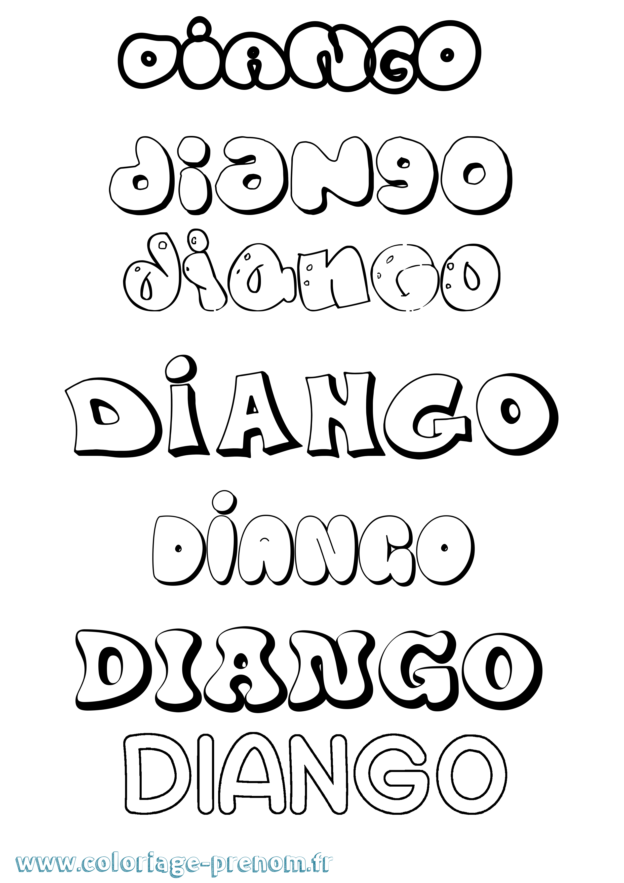 Coloriage prénom Diango Bubble