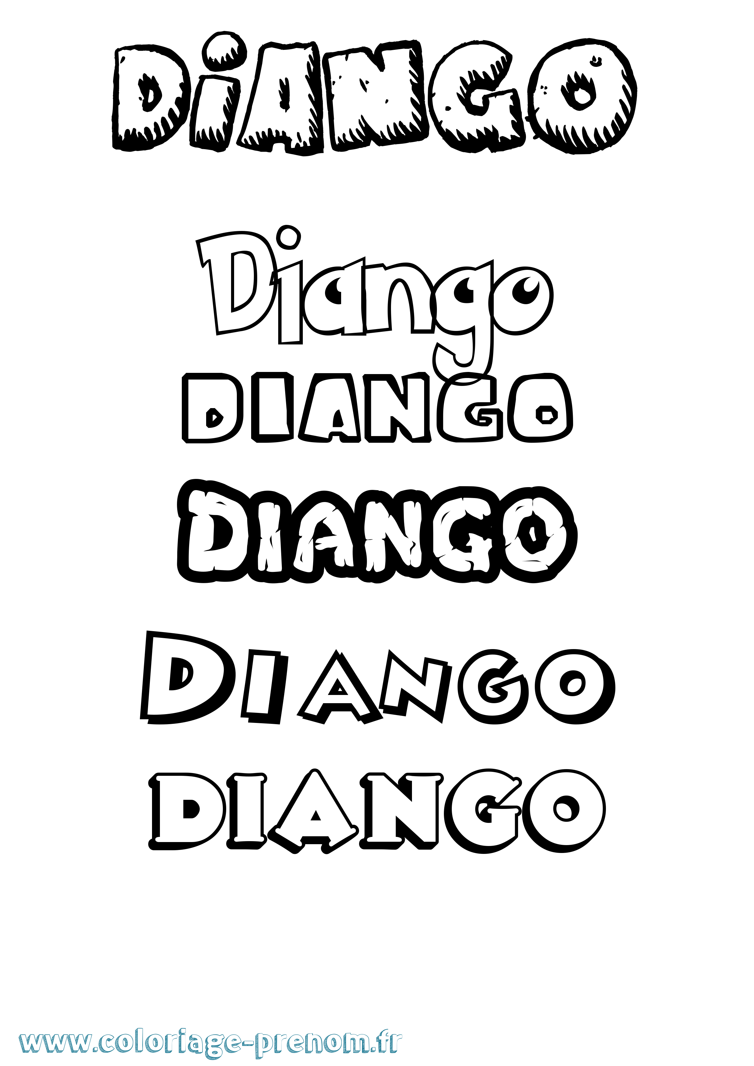 Coloriage prénom Diango Dessin Animé