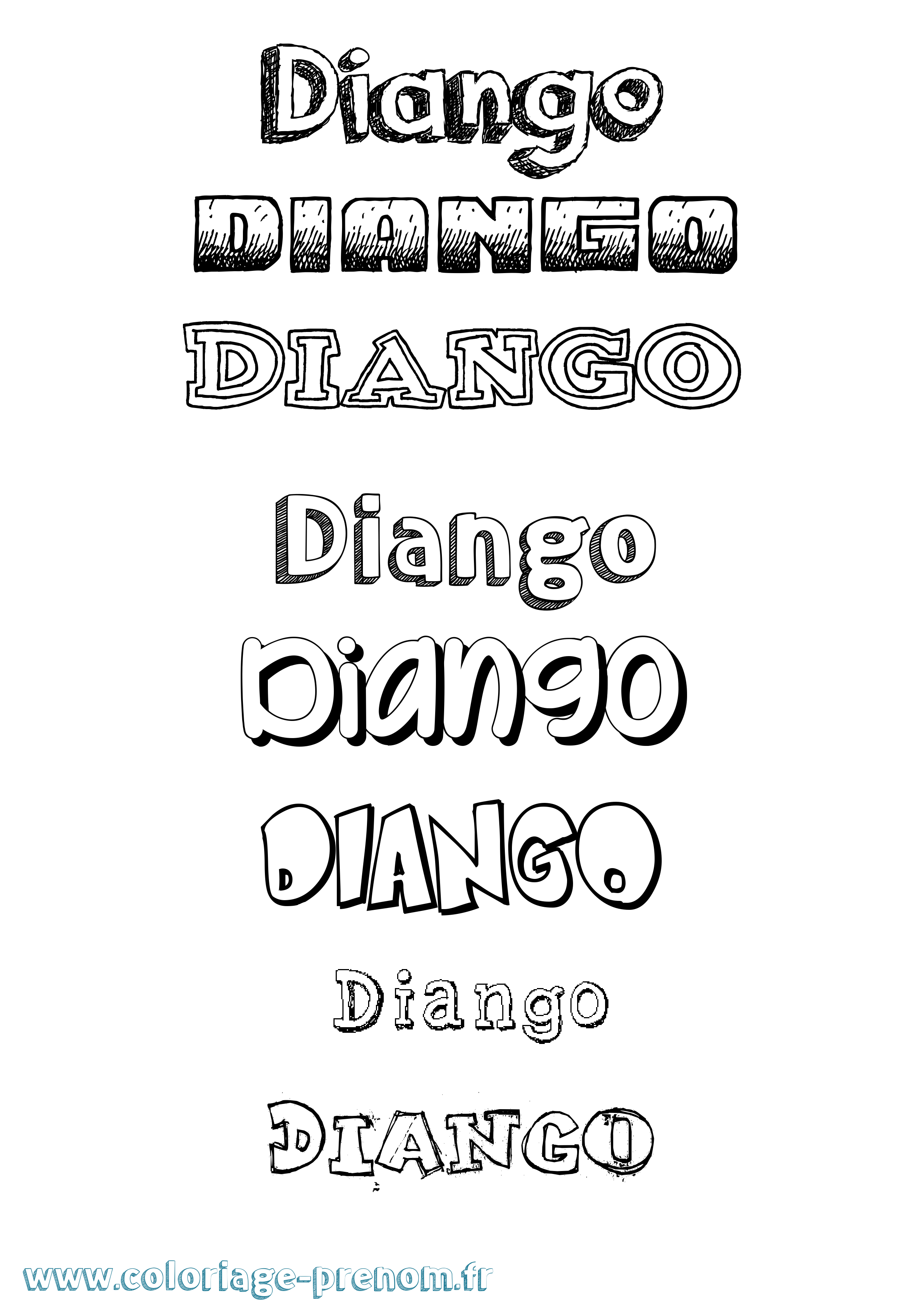 Coloriage prénom Diango Dessiné