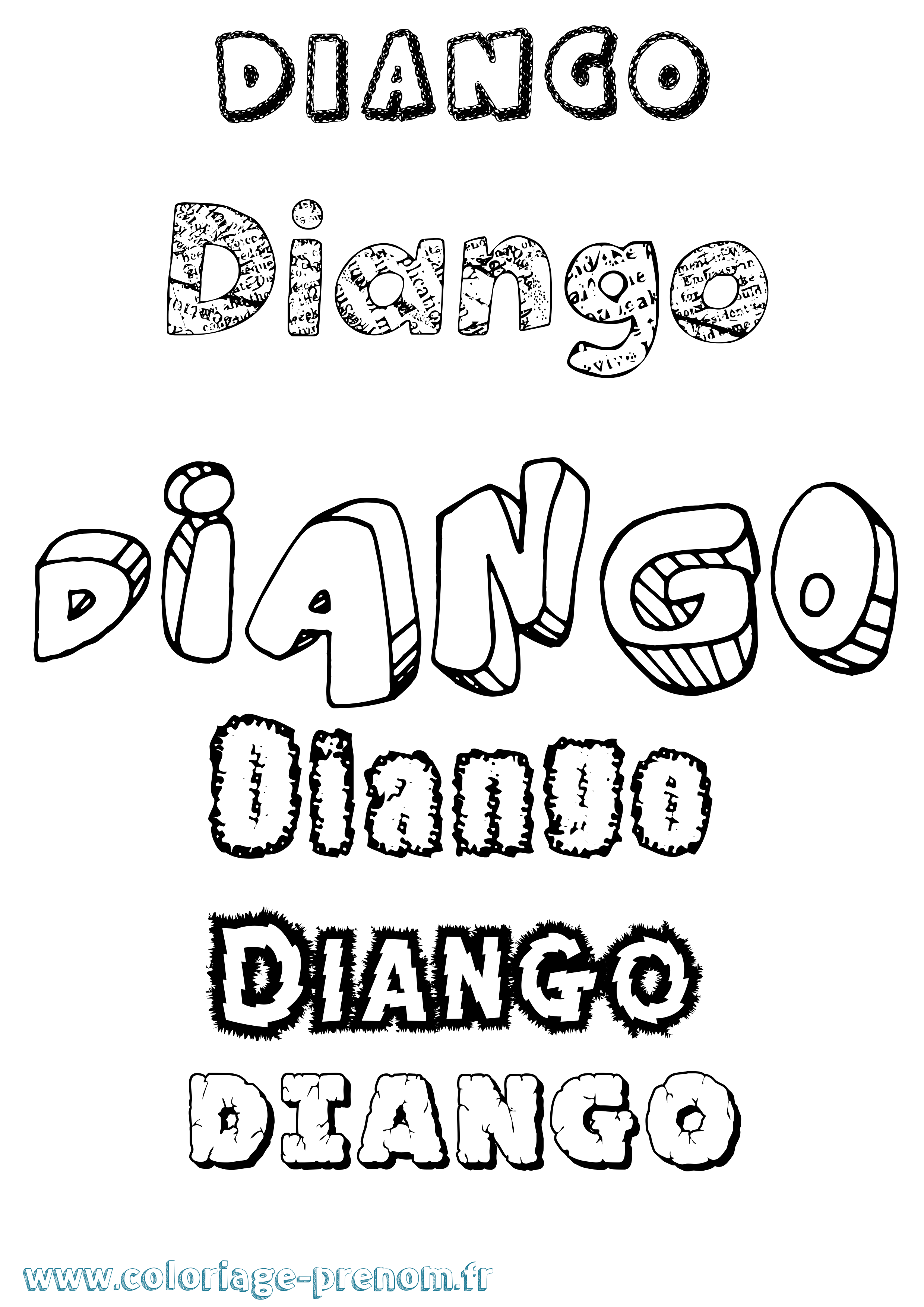 Coloriage prénom Diango Destructuré