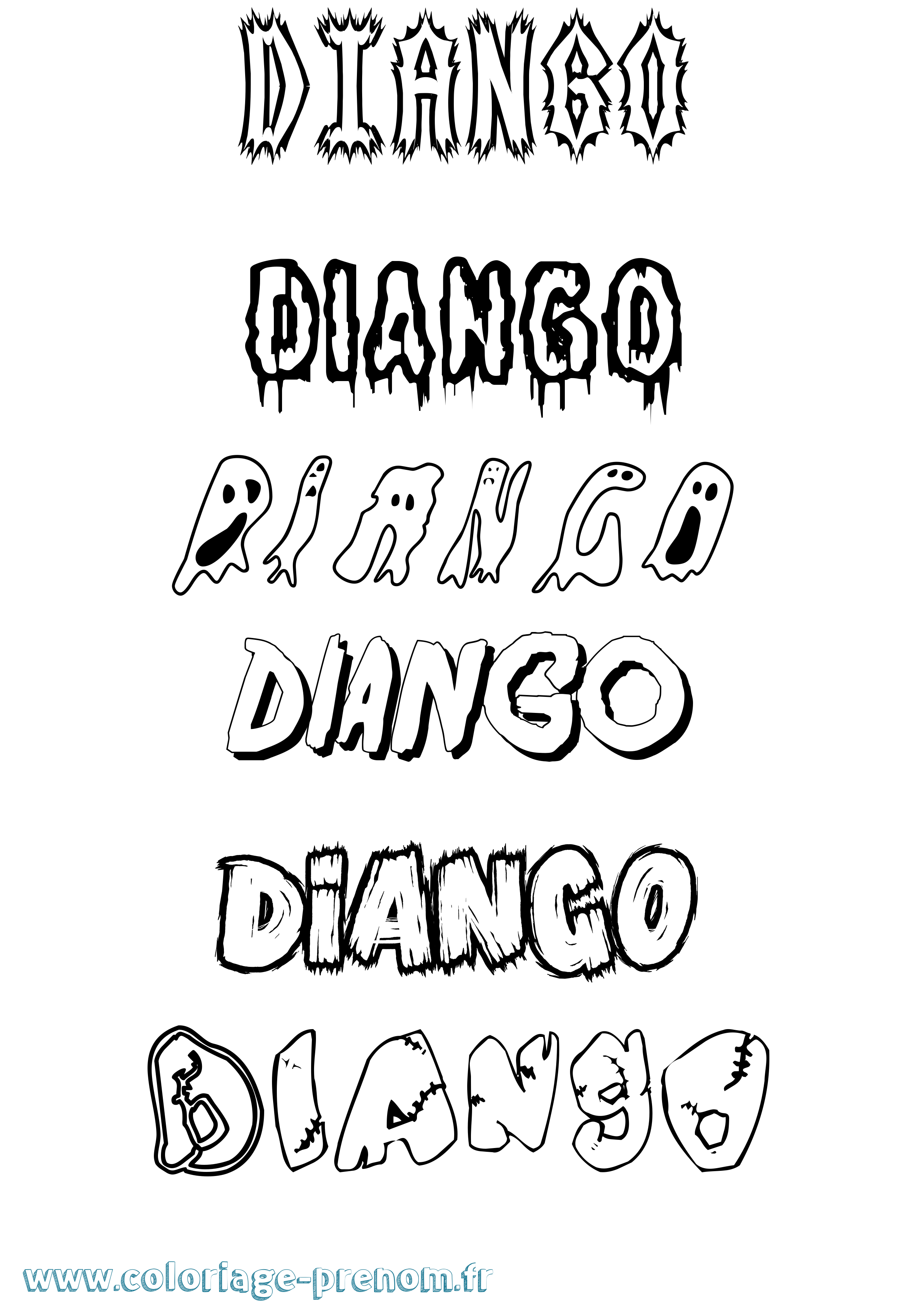 Coloriage prénom Diango Frisson