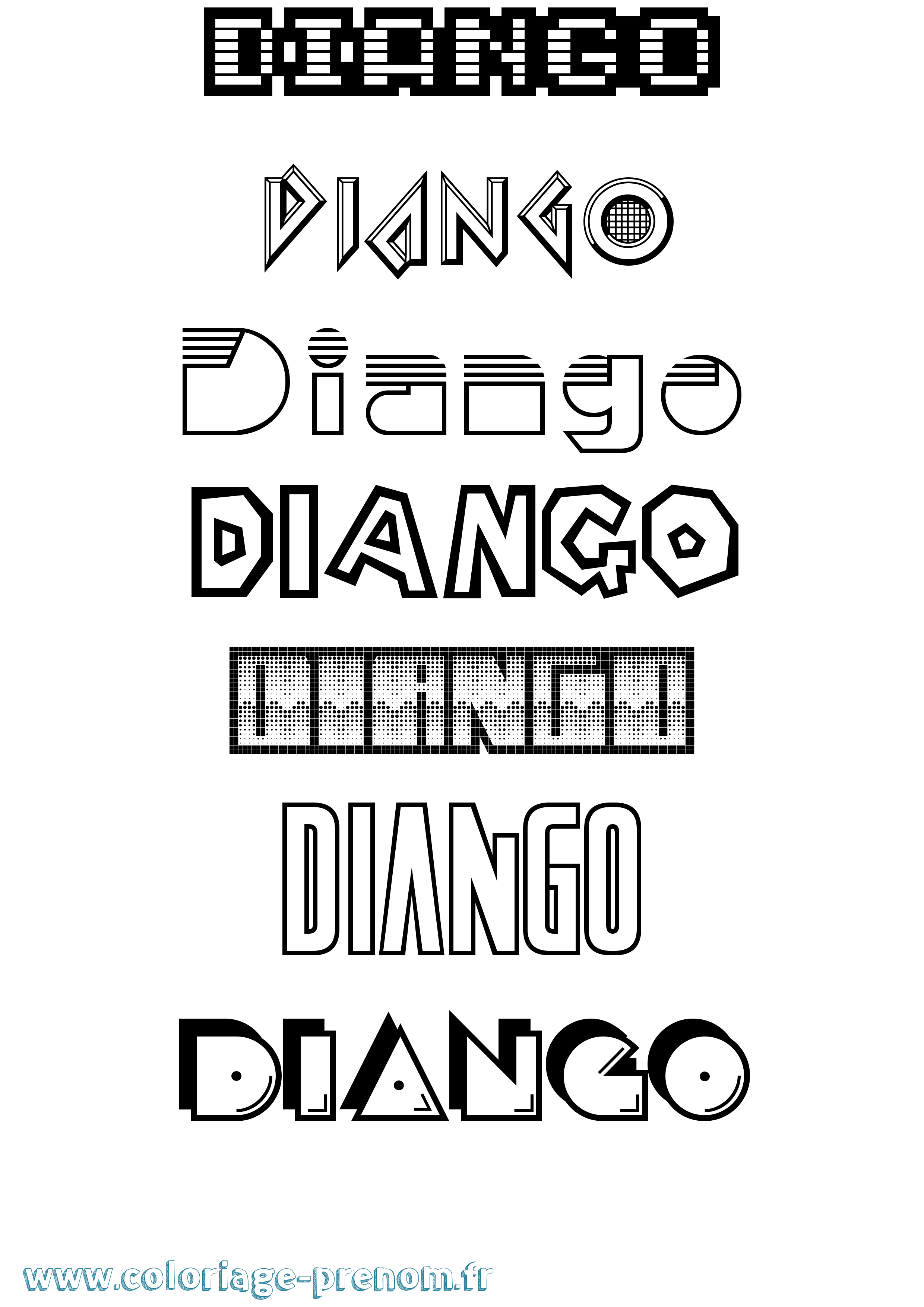 Coloriage prénom Diango Jeux Vidéos