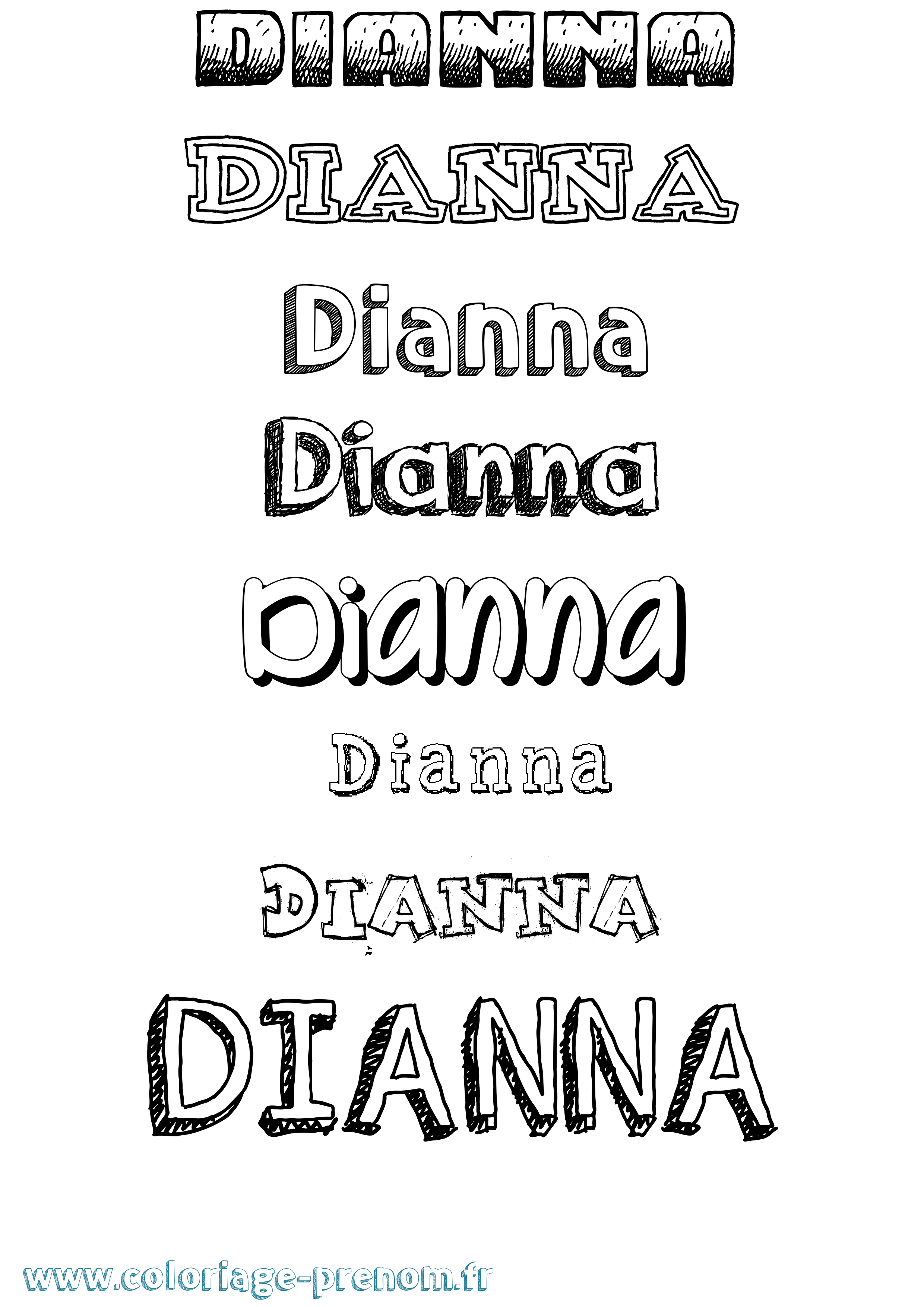 Coloriage prénom Dianna Dessiné