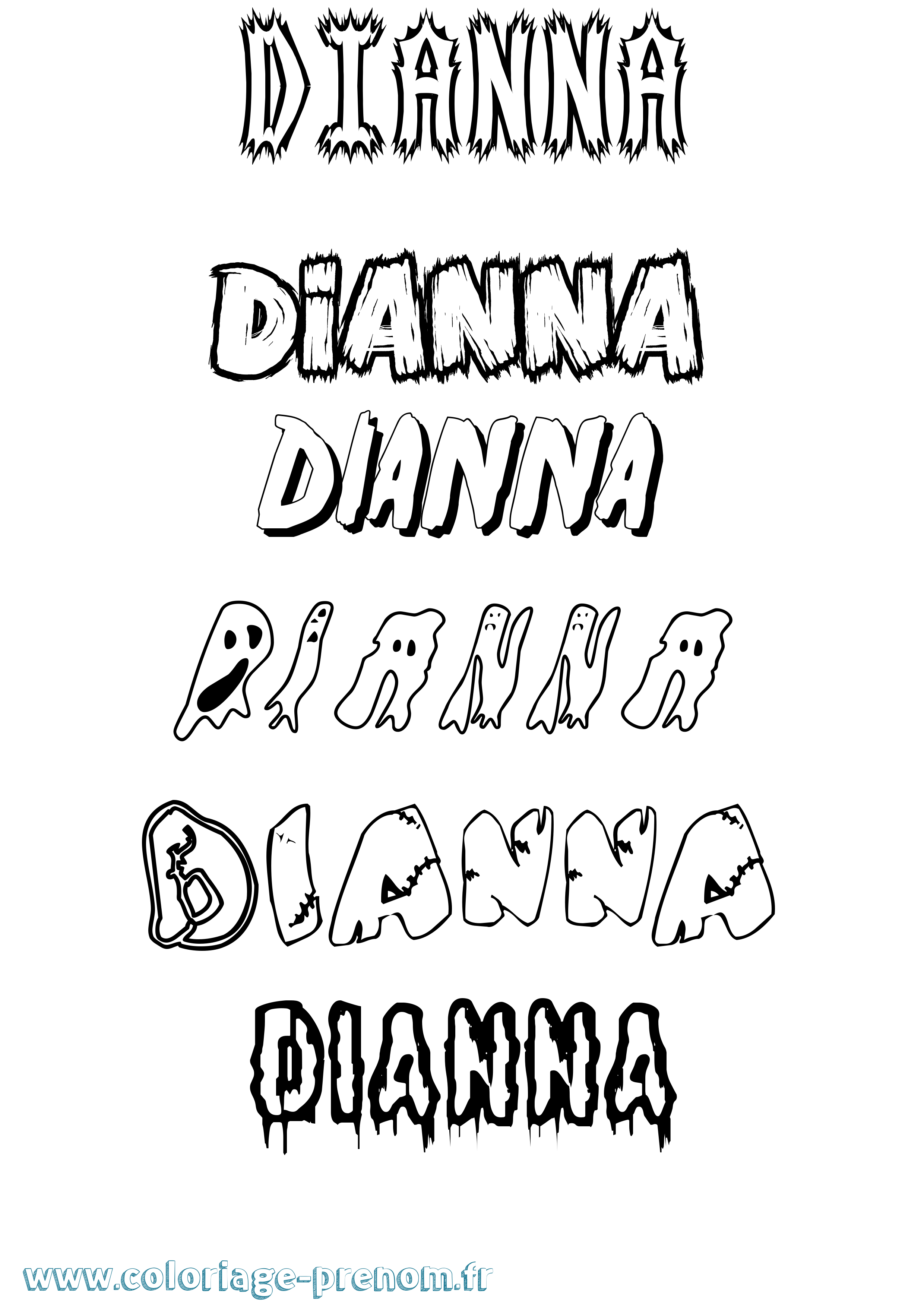 Coloriage prénom Dianna Frisson