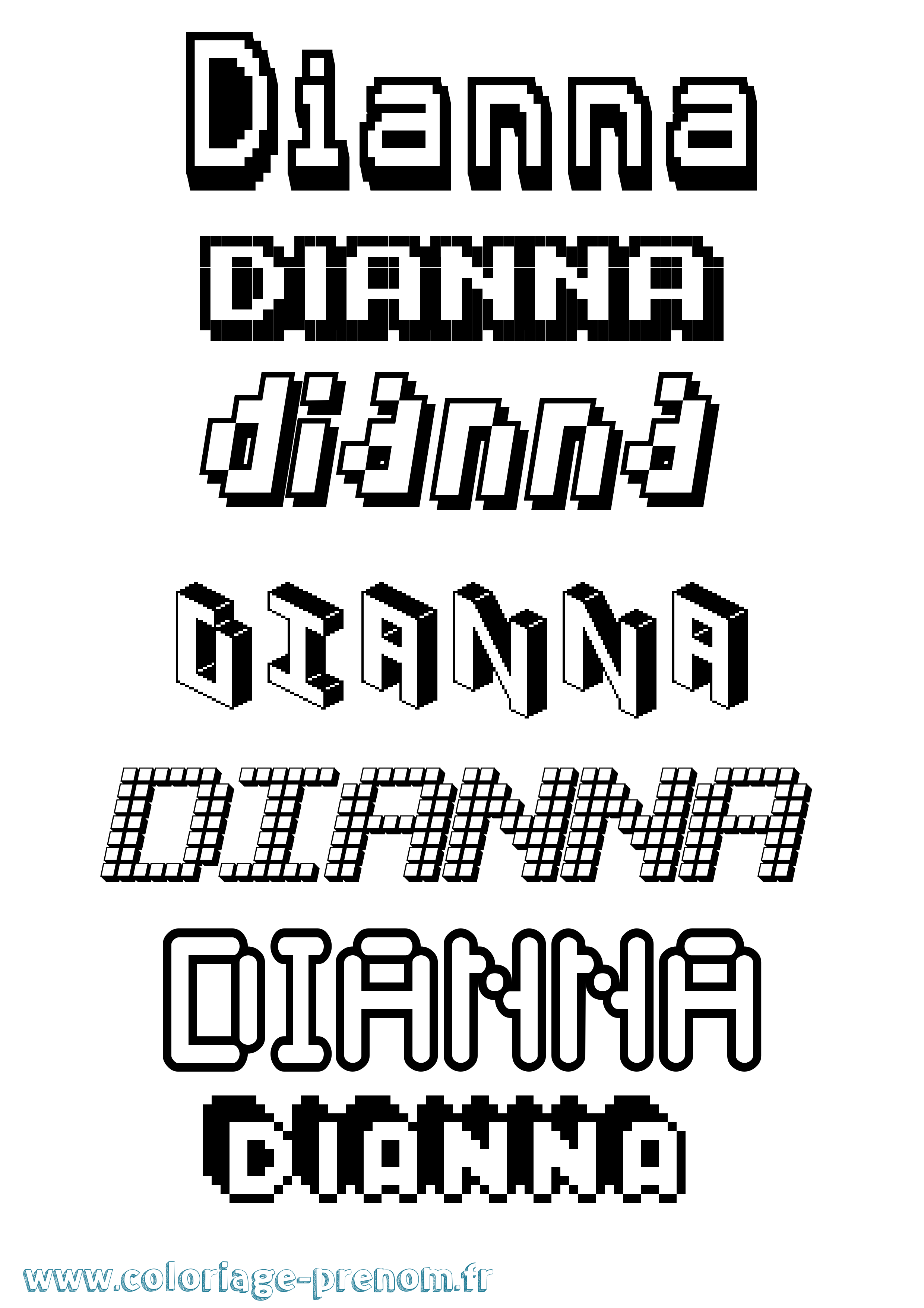 Coloriage prénom Dianna Pixel