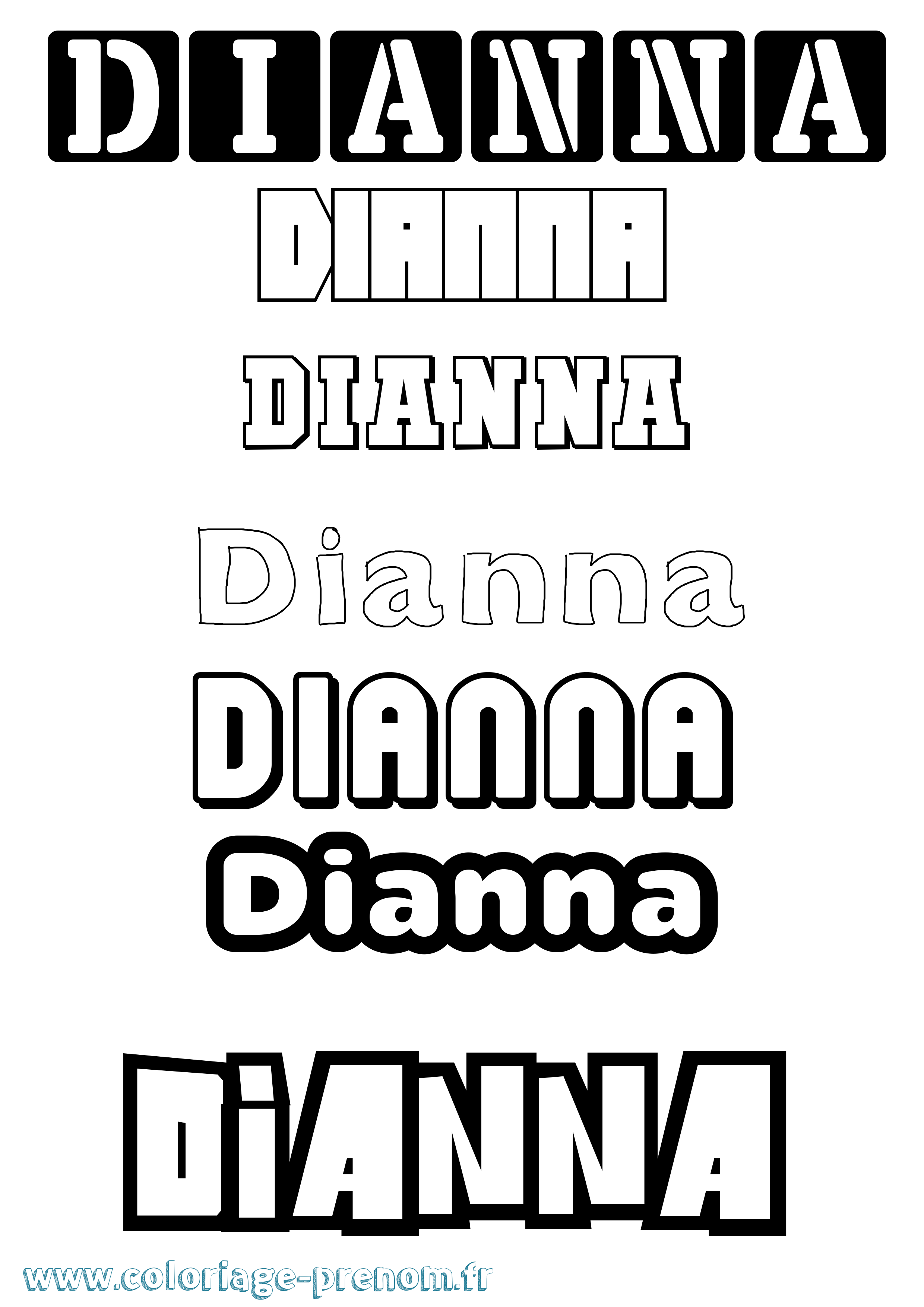 Coloriage prénom Dianna Simple