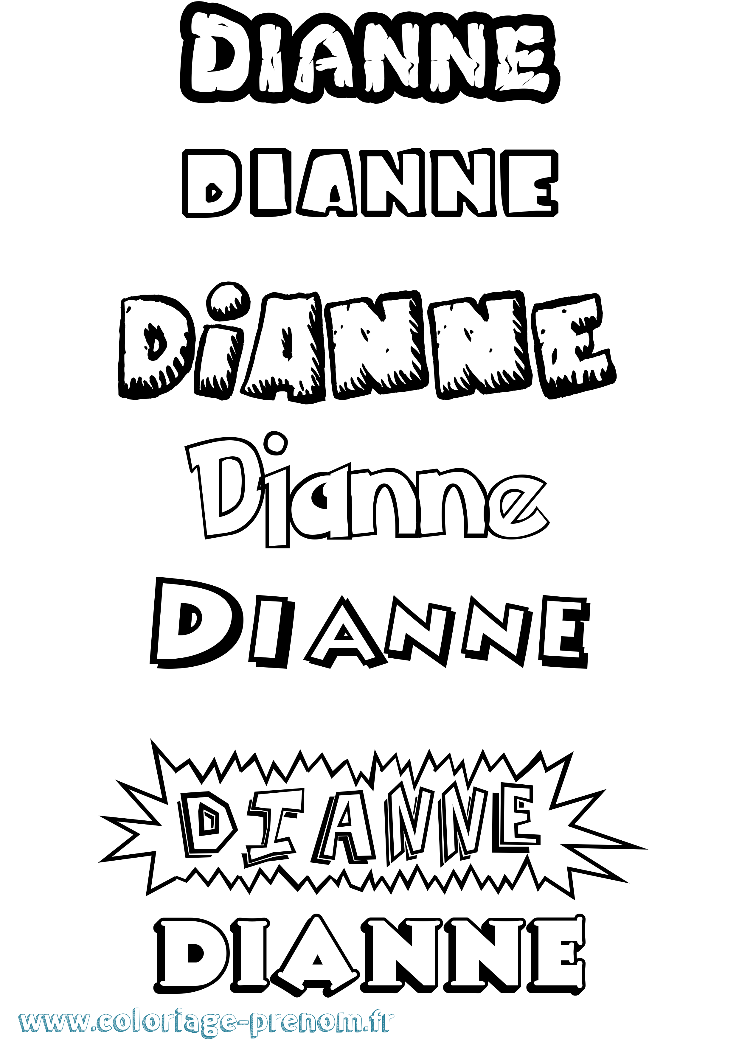Coloriage prénom Dianne Dessin Animé