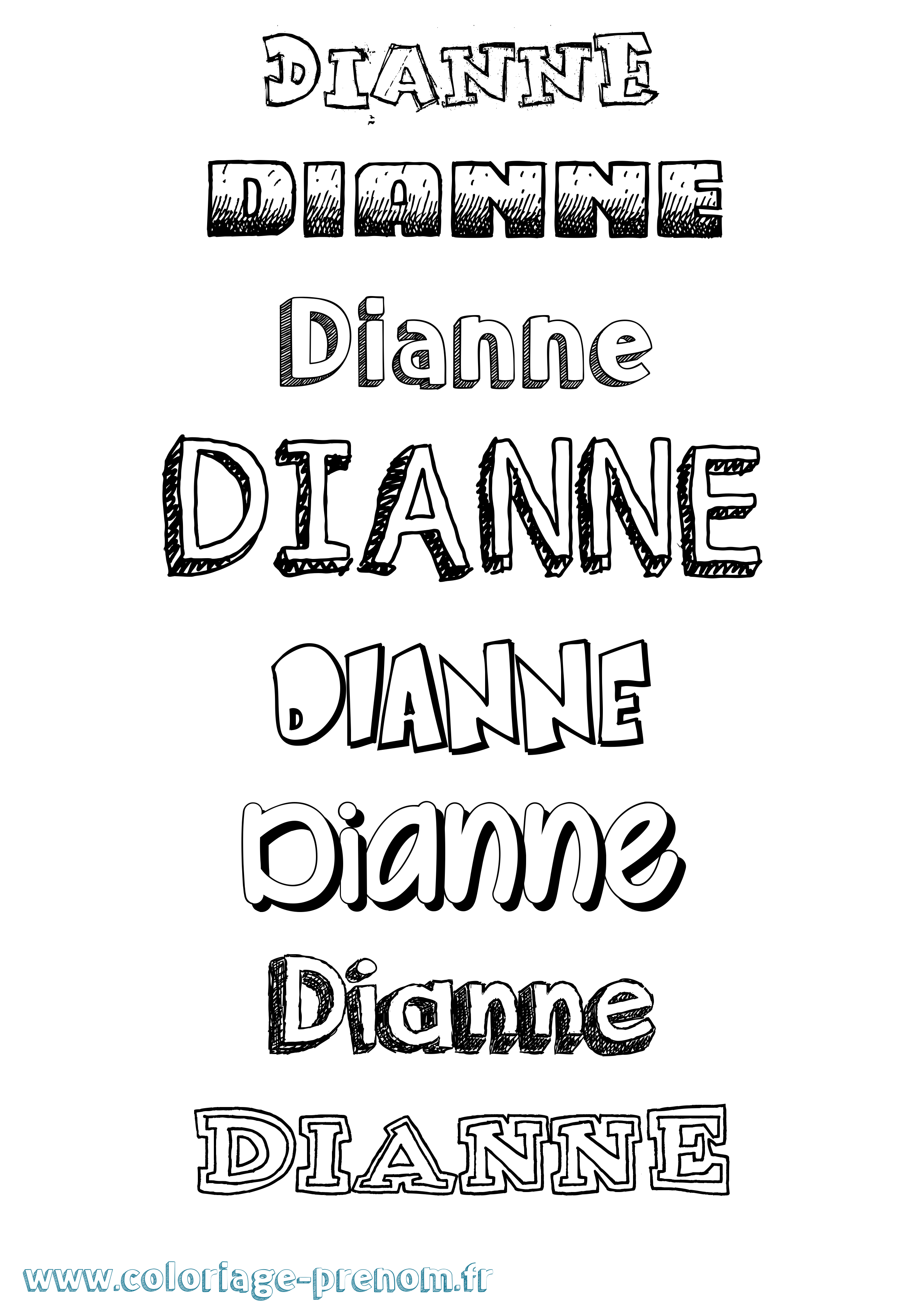 Coloriage prénom Dianne Dessiné