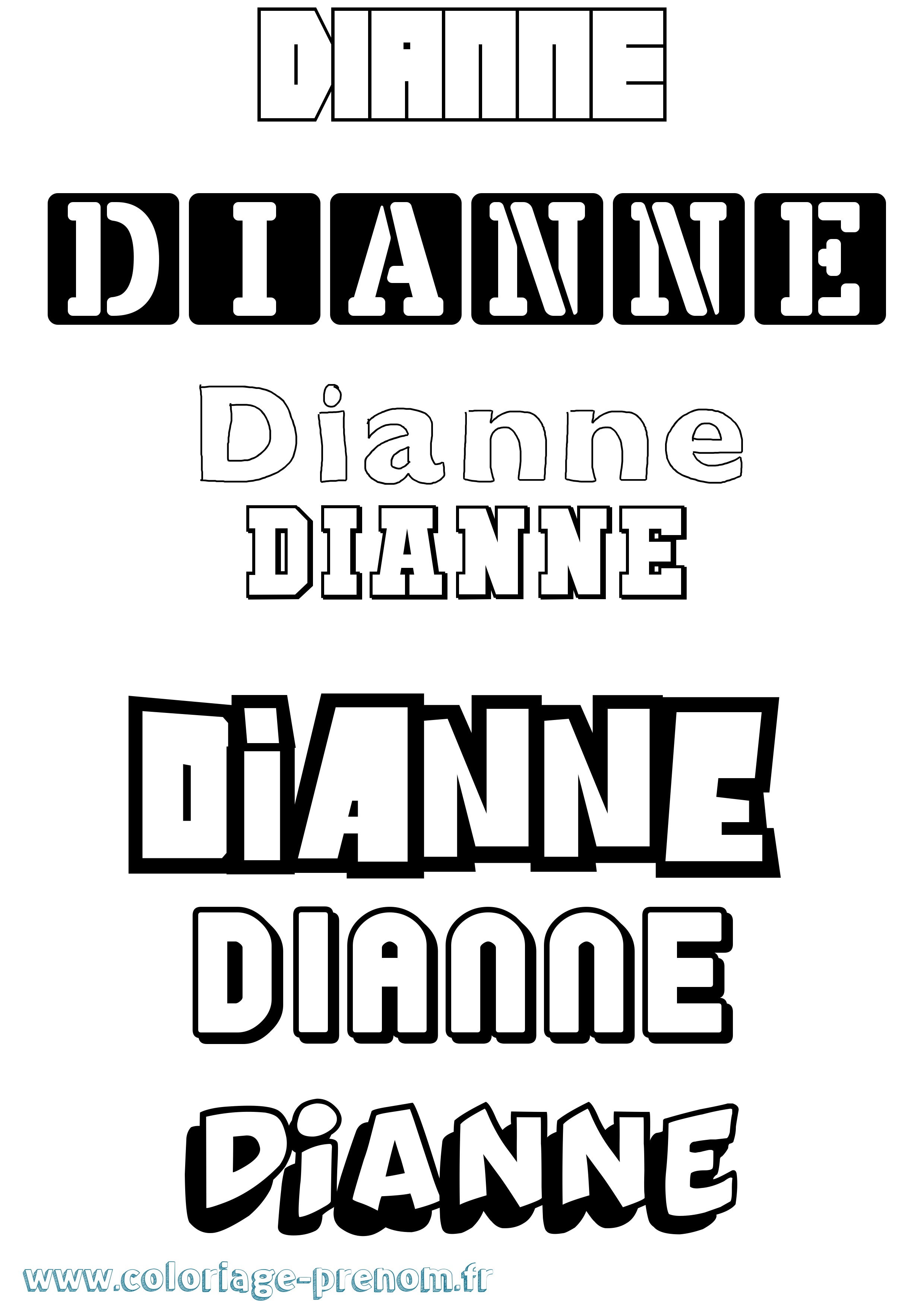 Coloriage prénom Dianne Simple