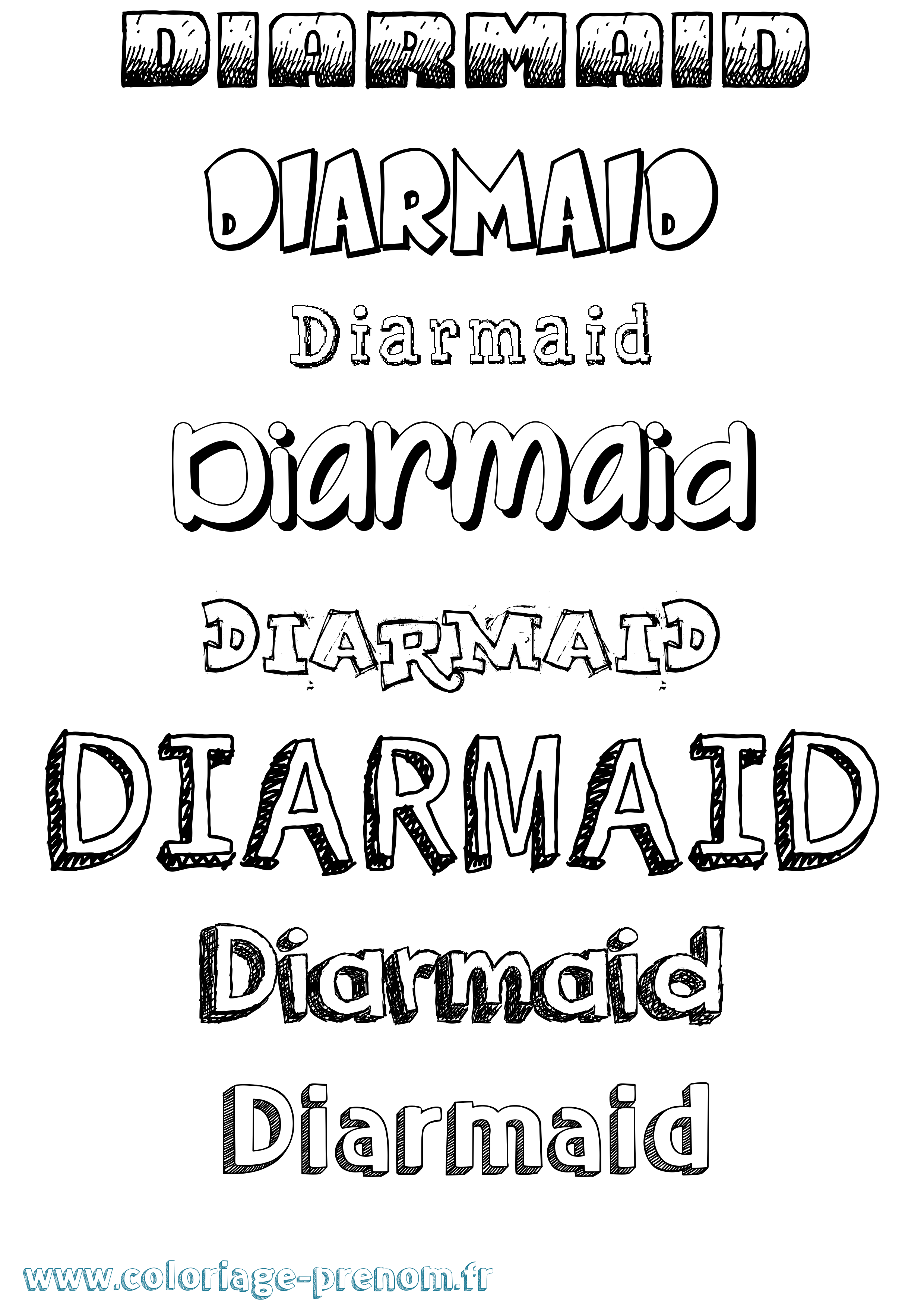 Coloriage prénom Diarmaid Dessiné