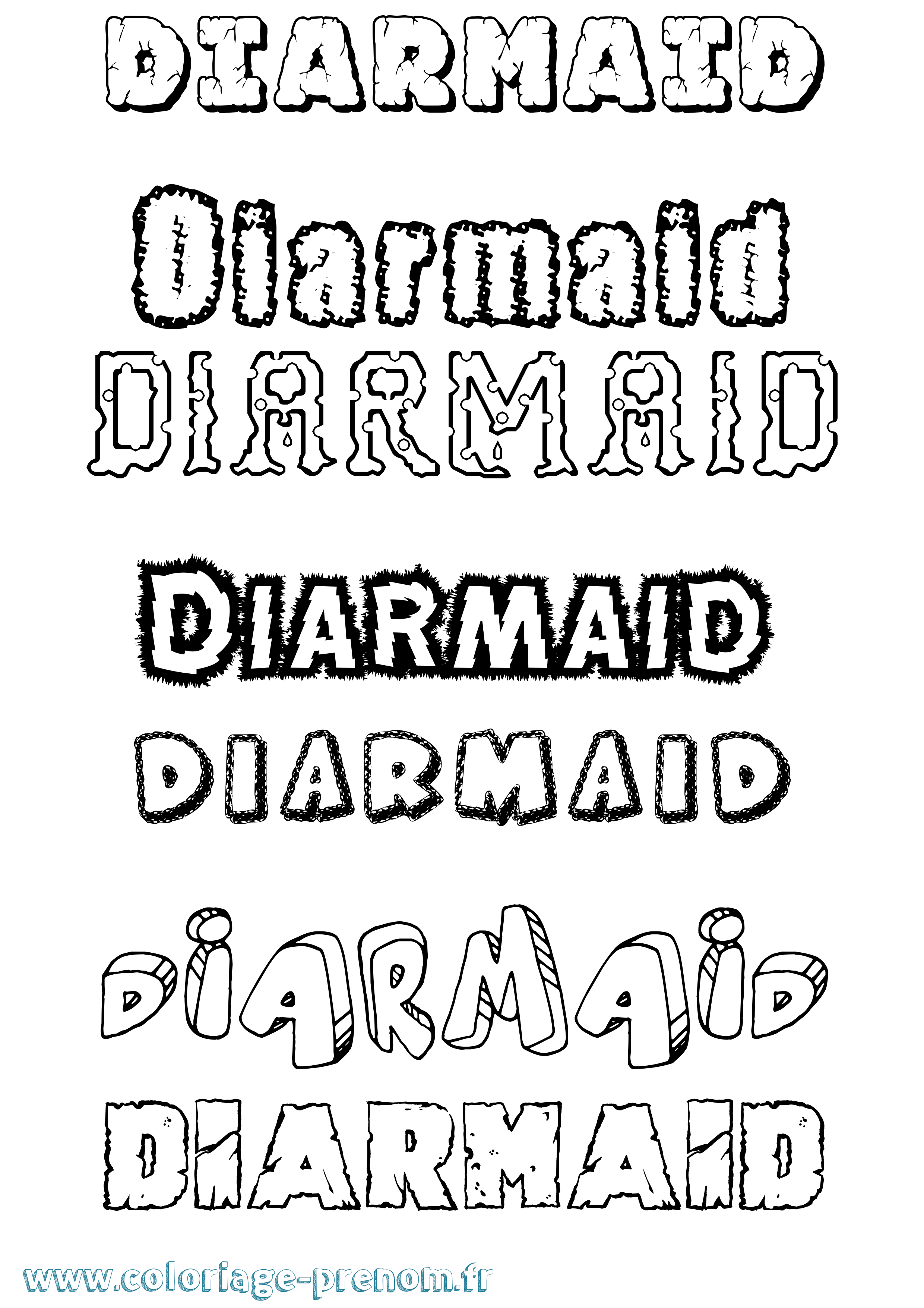 Coloriage prénom Diarmaid Destructuré