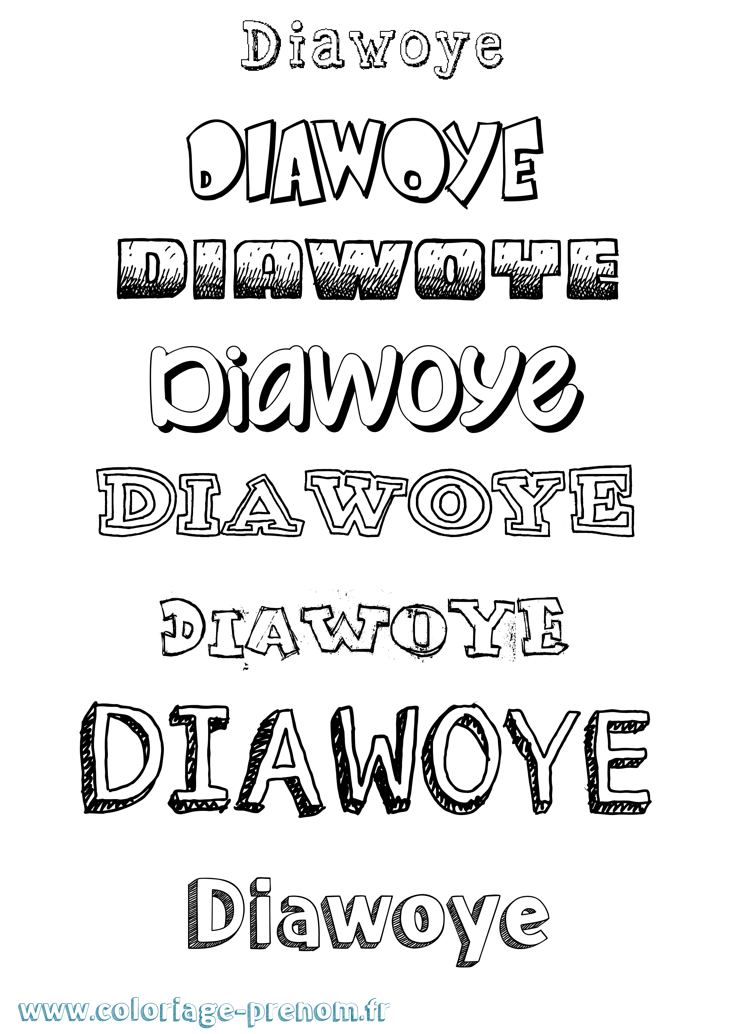 Coloriage prénom Diawoye Dessiné