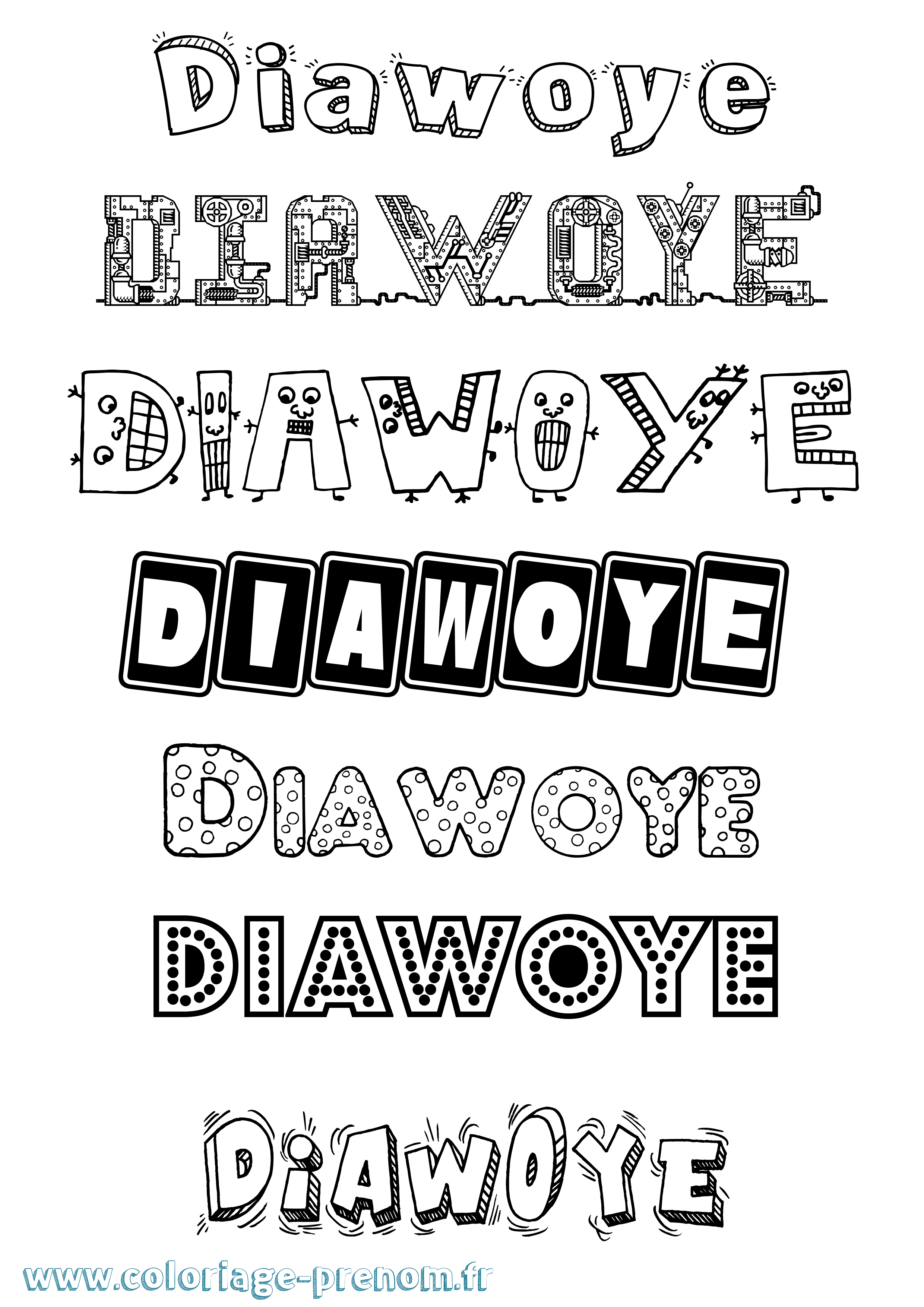 Coloriage prénom Diawoye Fun