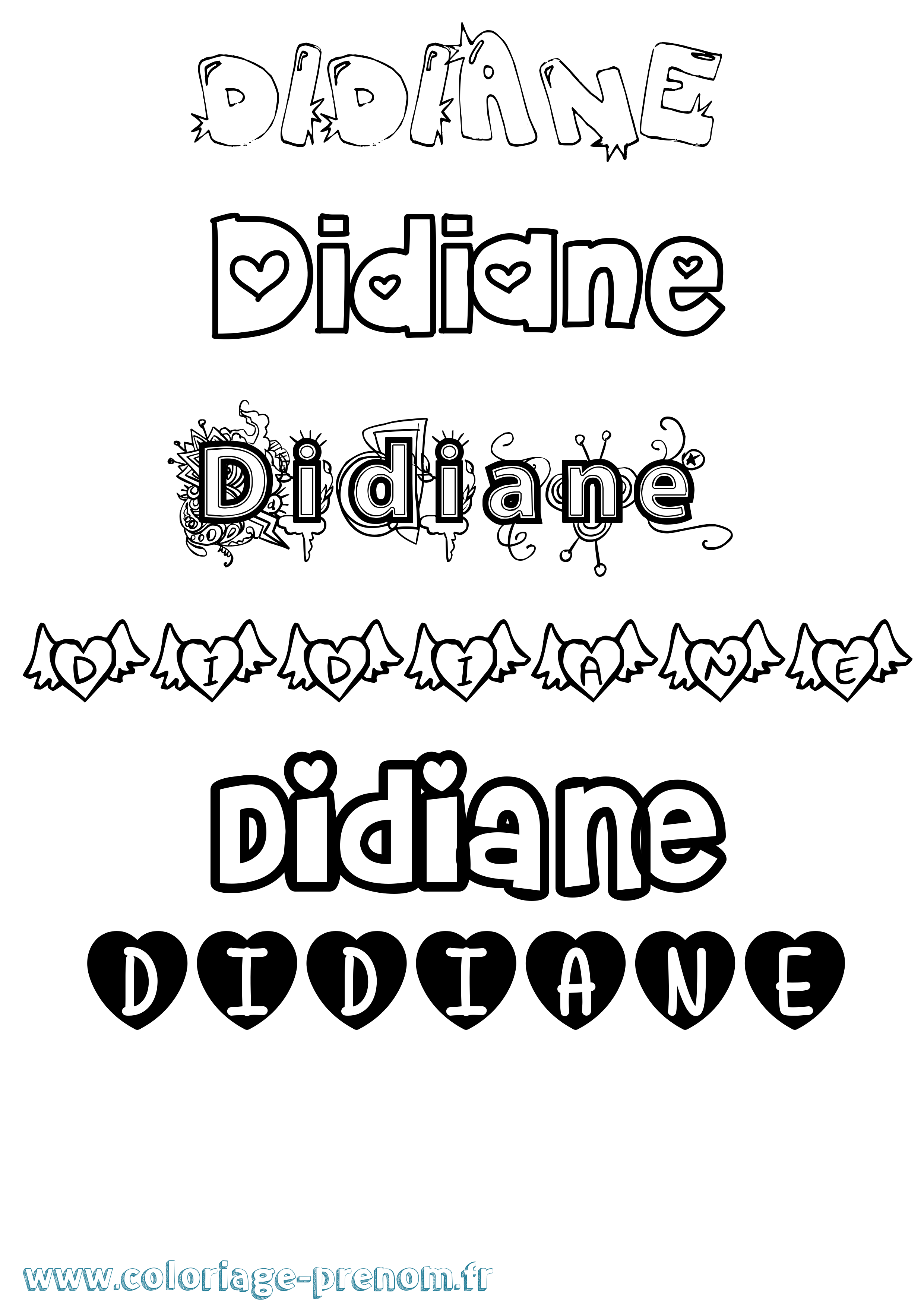 Coloriage prénom Didiane Girly