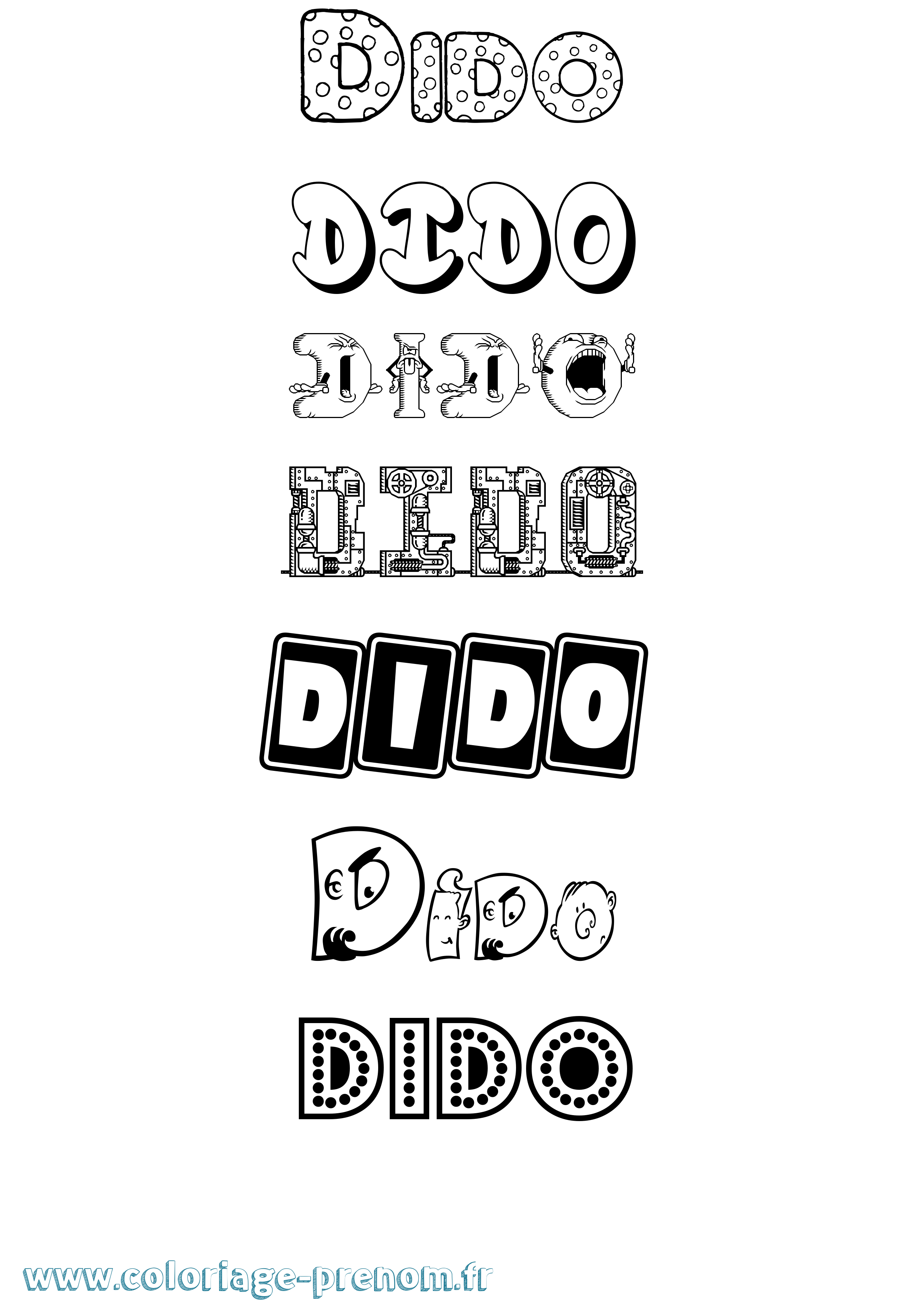 Coloriage prénom Dido Fun