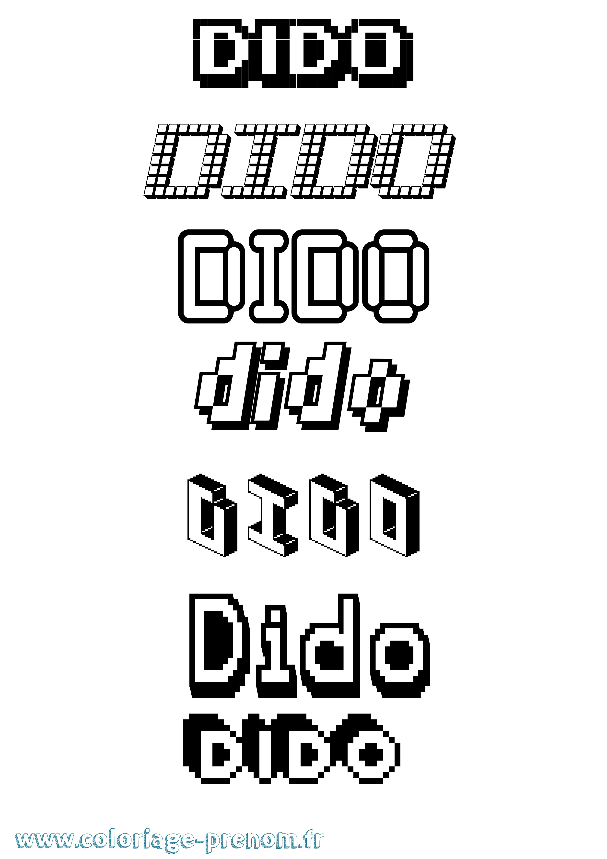 Coloriage prénom Dido Pixel