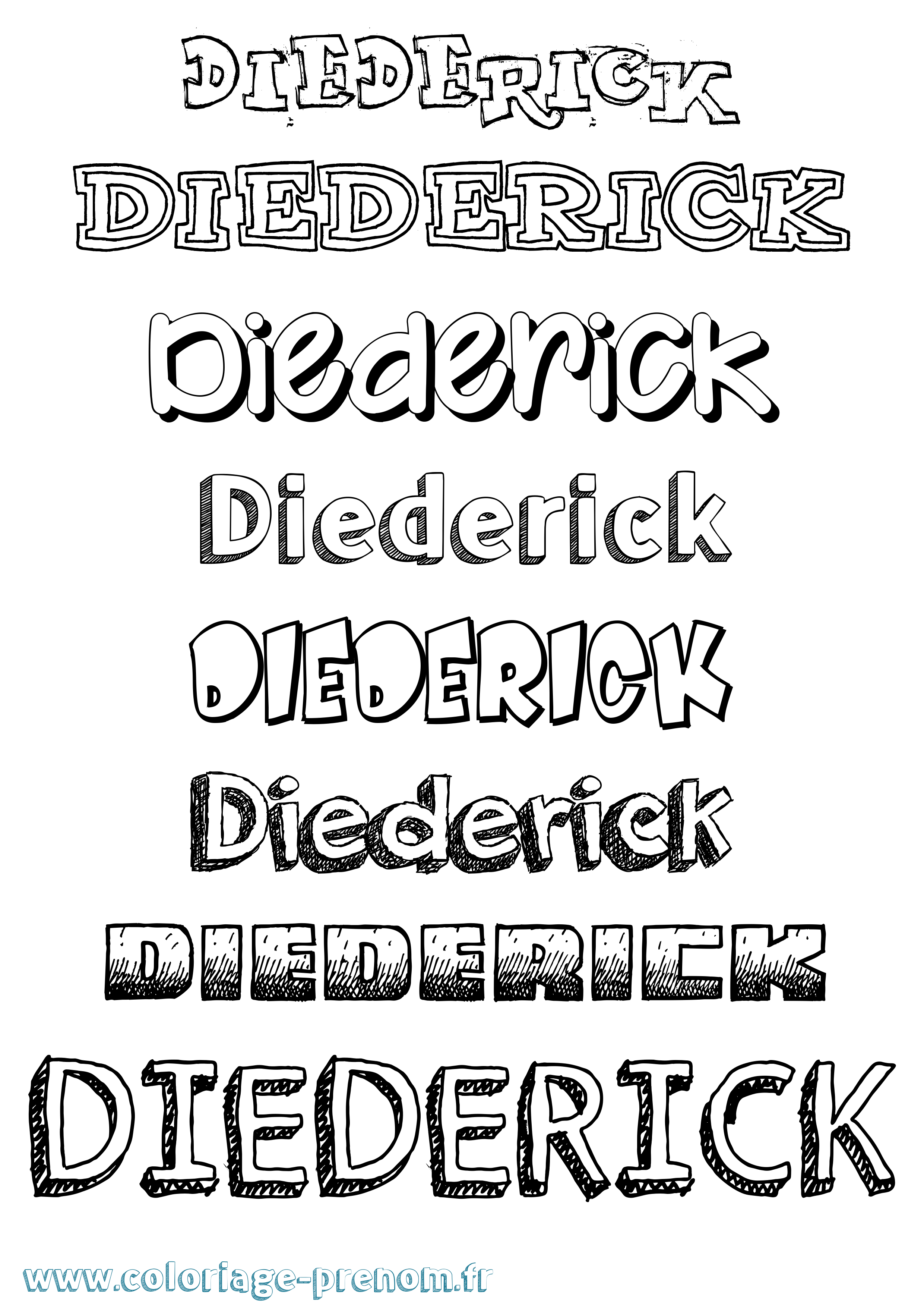 Coloriage prénom Diederick Dessiné