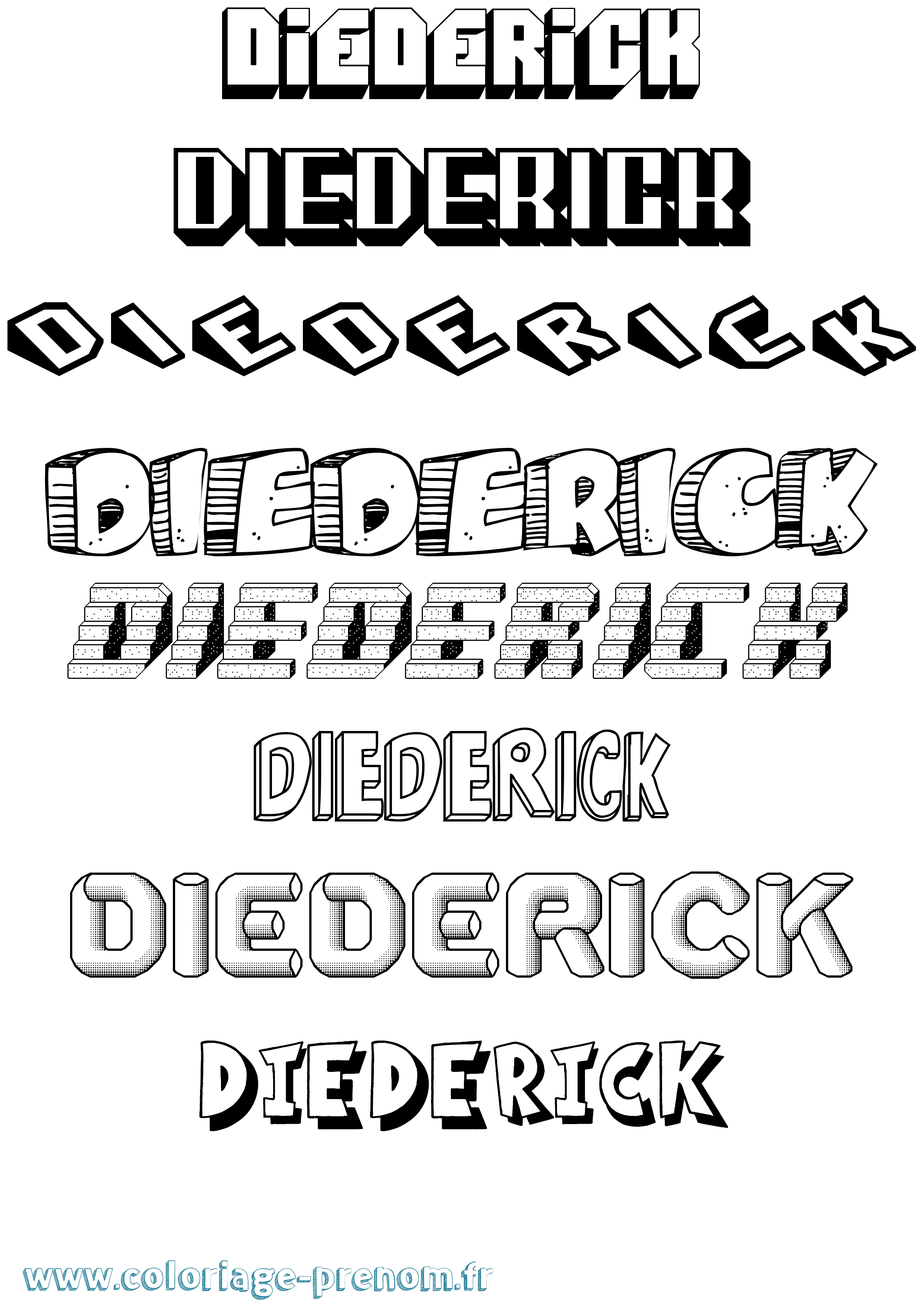 Coloriage prénom Diederick Effet 3D