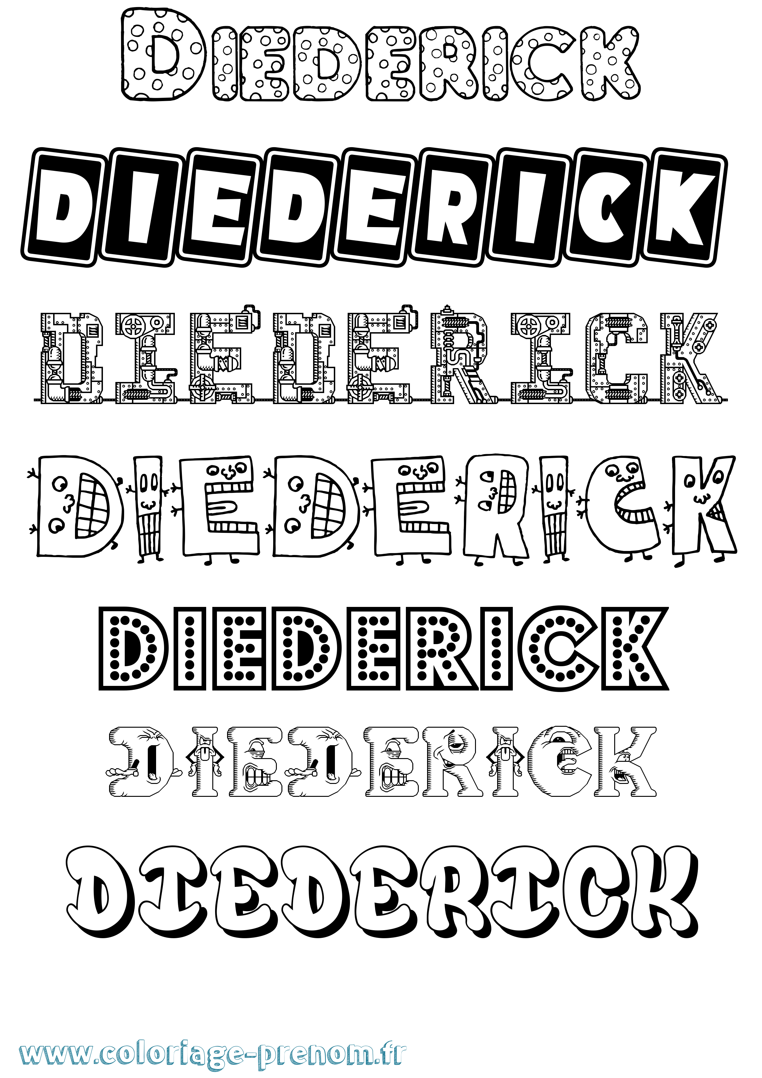 Coloriage prénom Diederick Fun