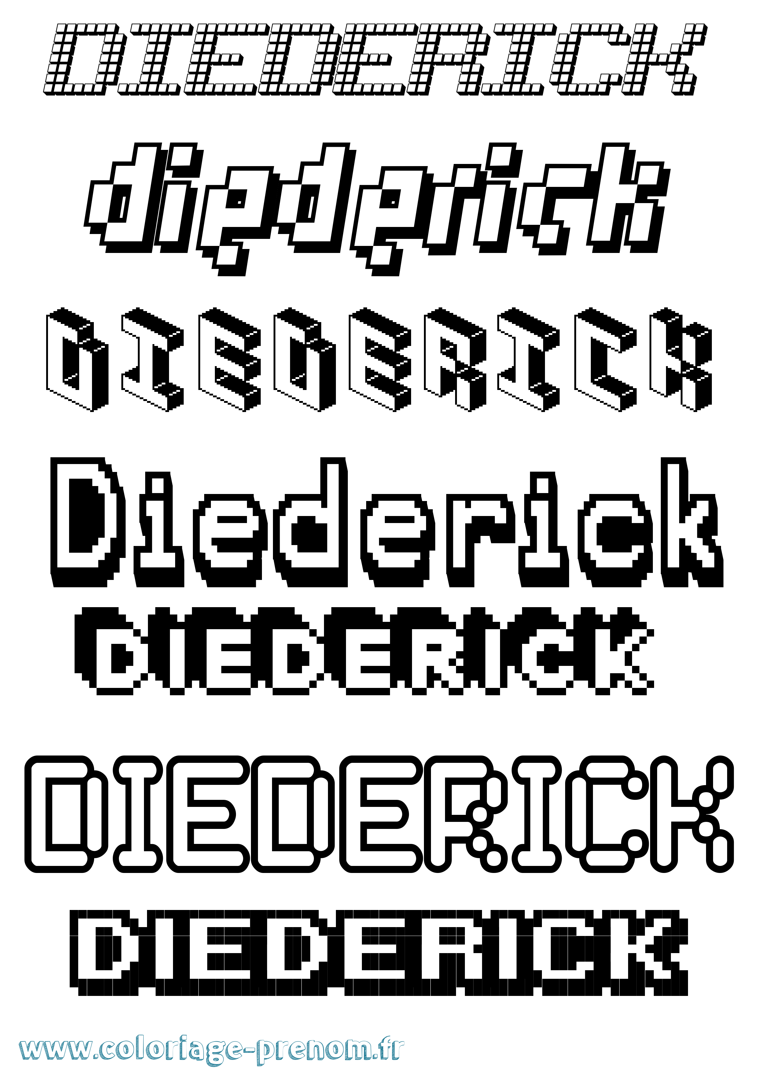 Coloriage prénom Diederick Pixel