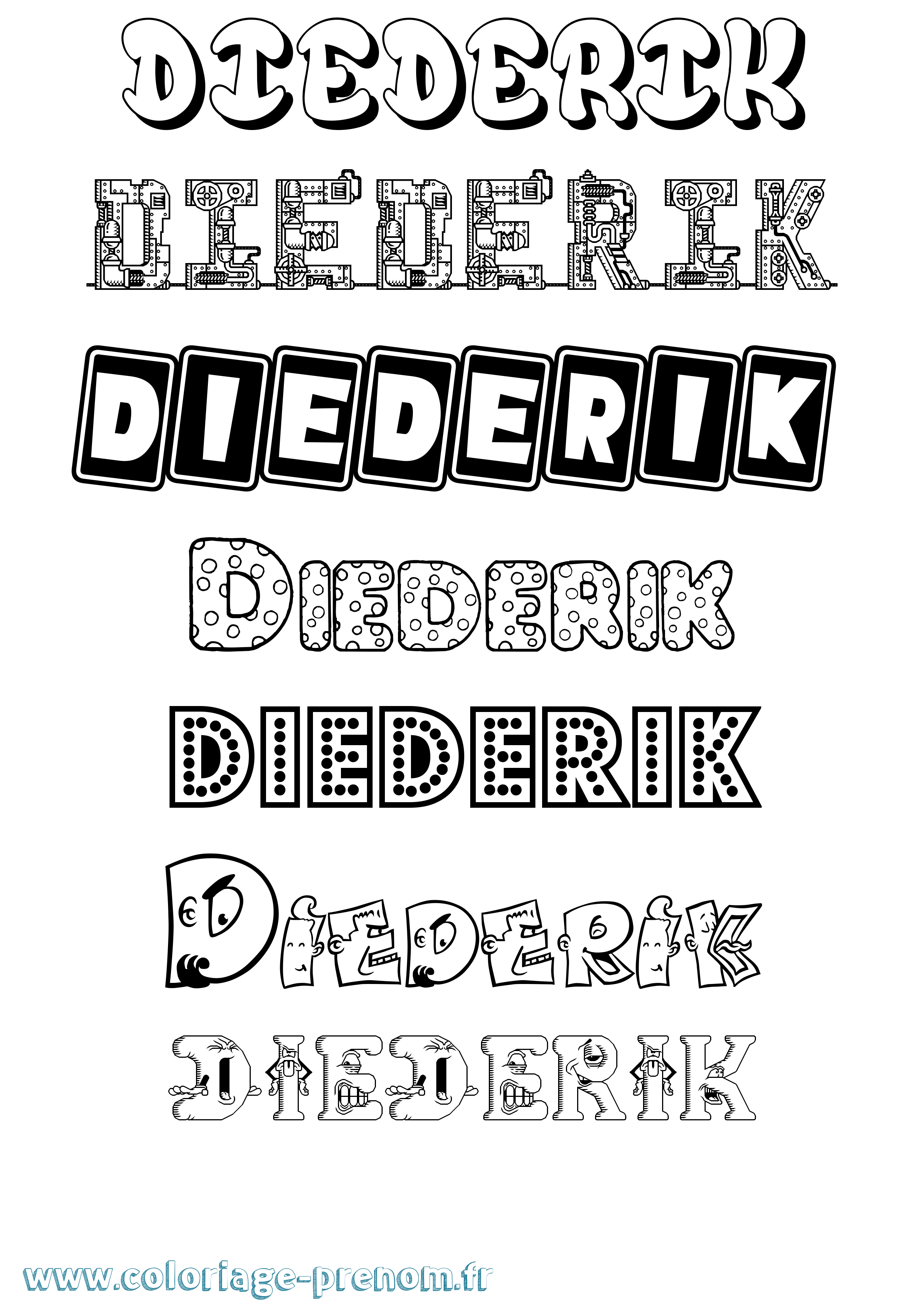 Coloriage prénom Diederik Fun
