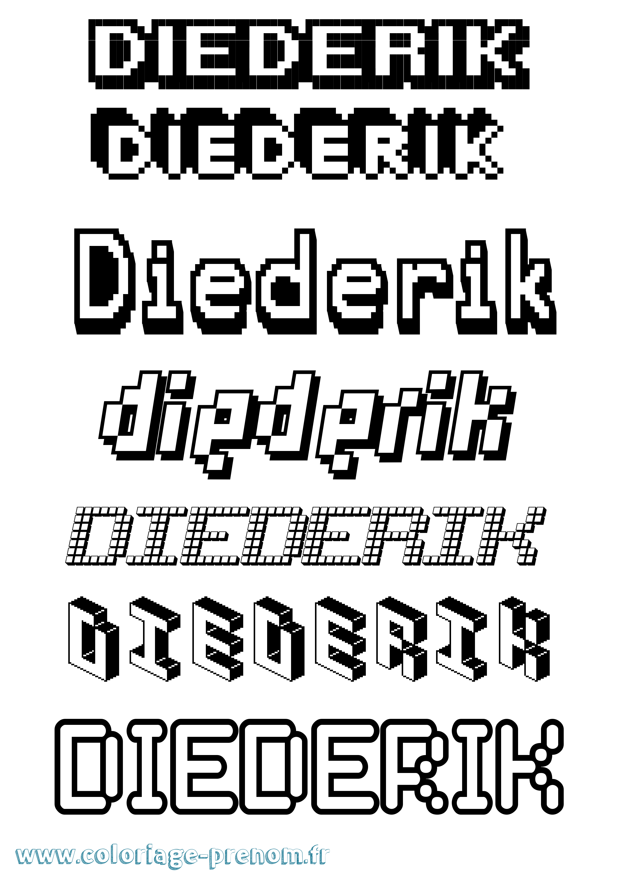 Coloriage prénom Diederik Pixel