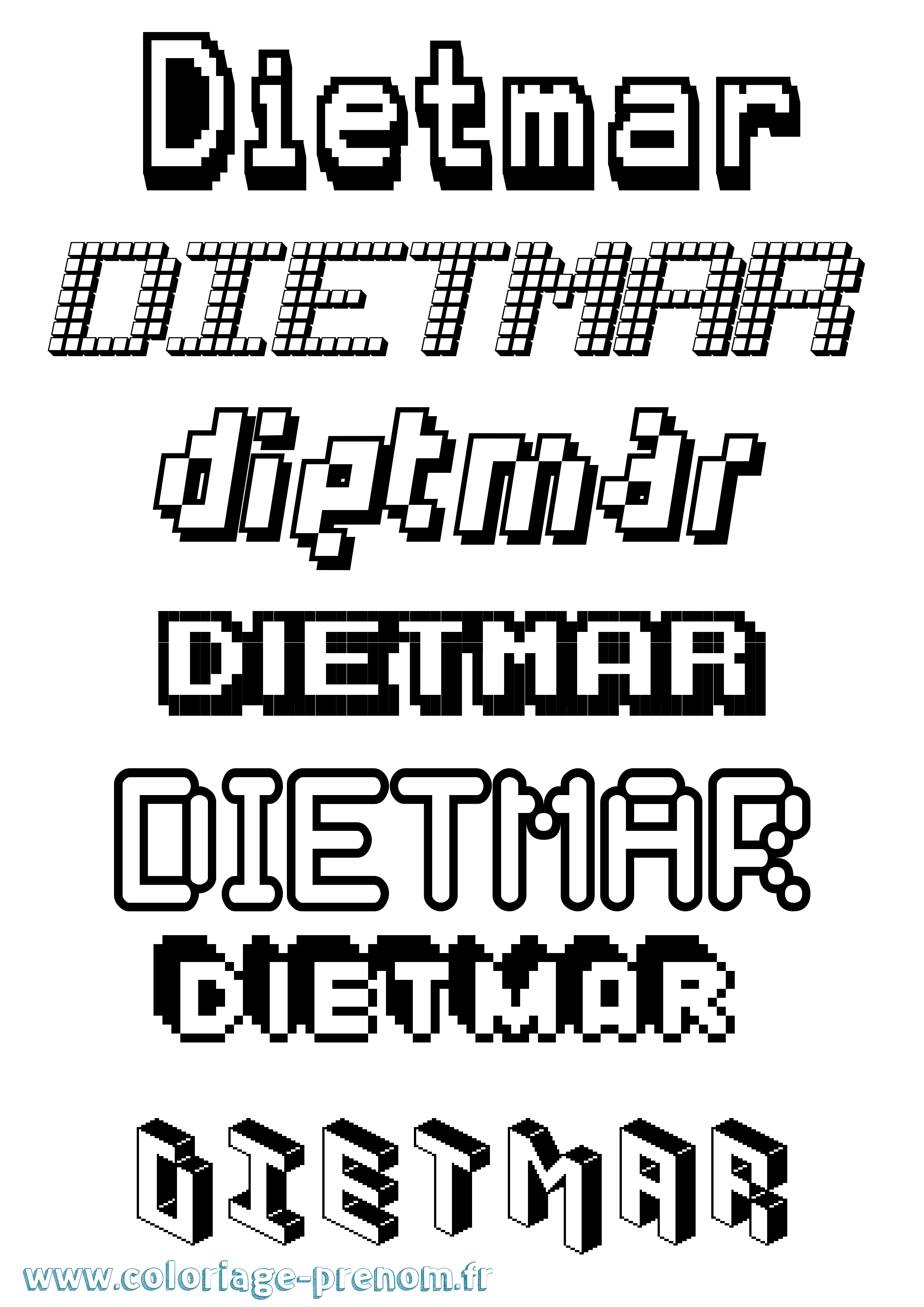 Coloriage prénom Dietmar Pixel