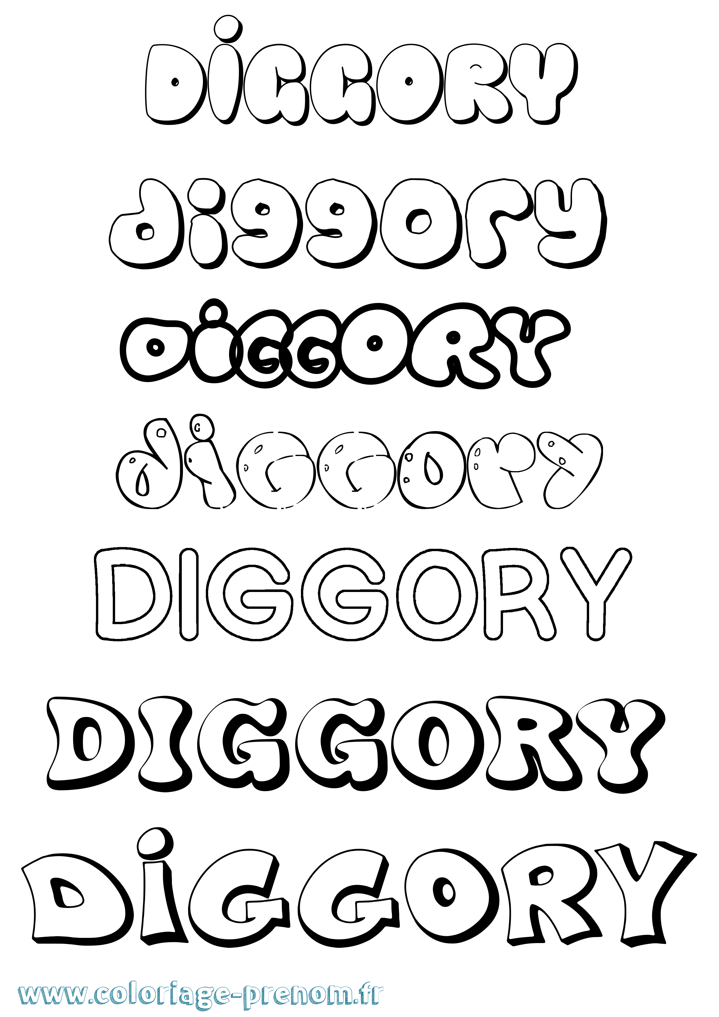 Coloriage Diggory Bubble Coloriage prénom Diggory Bubble