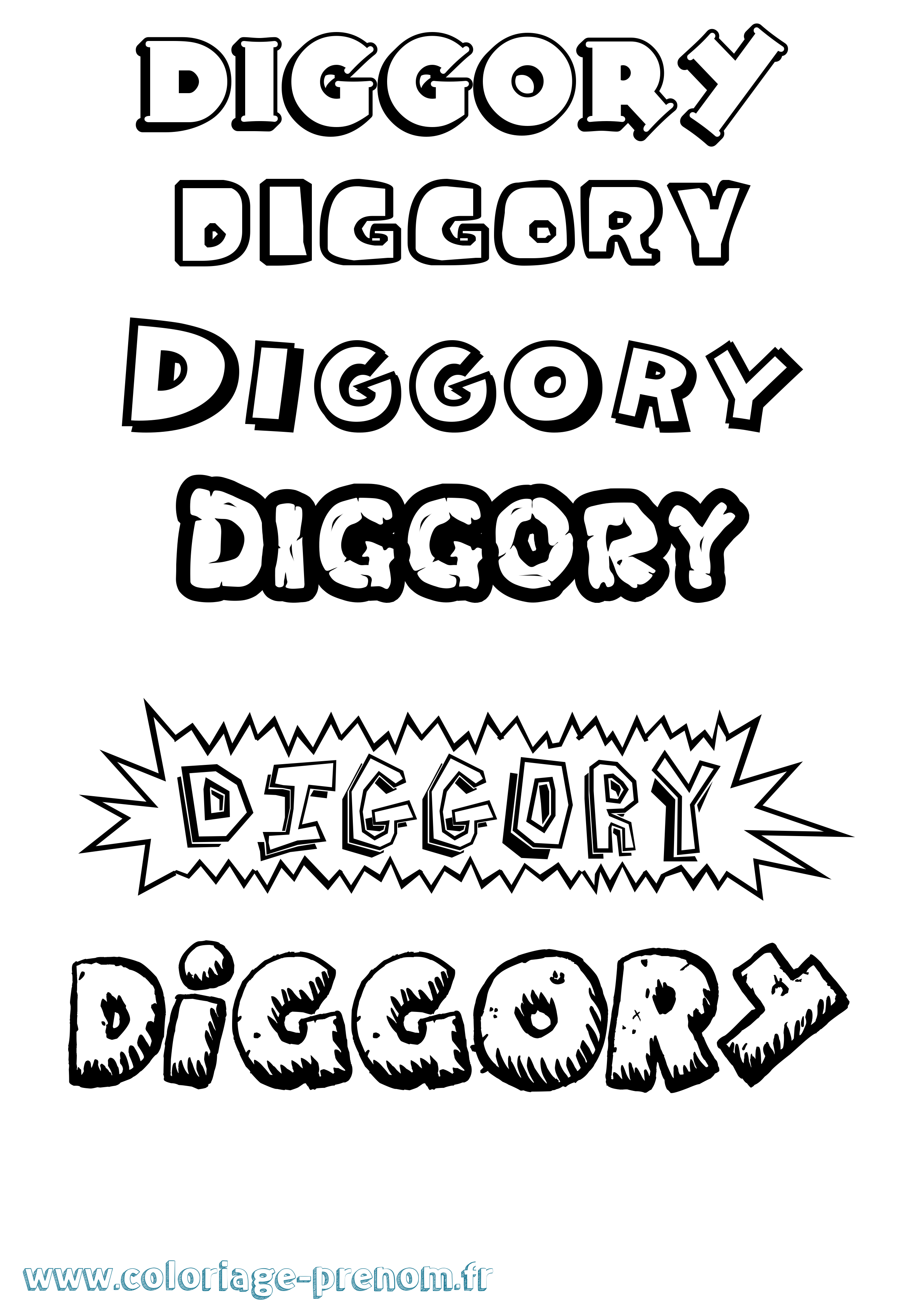 Coloriage prénom Diggory Dessin Animé
