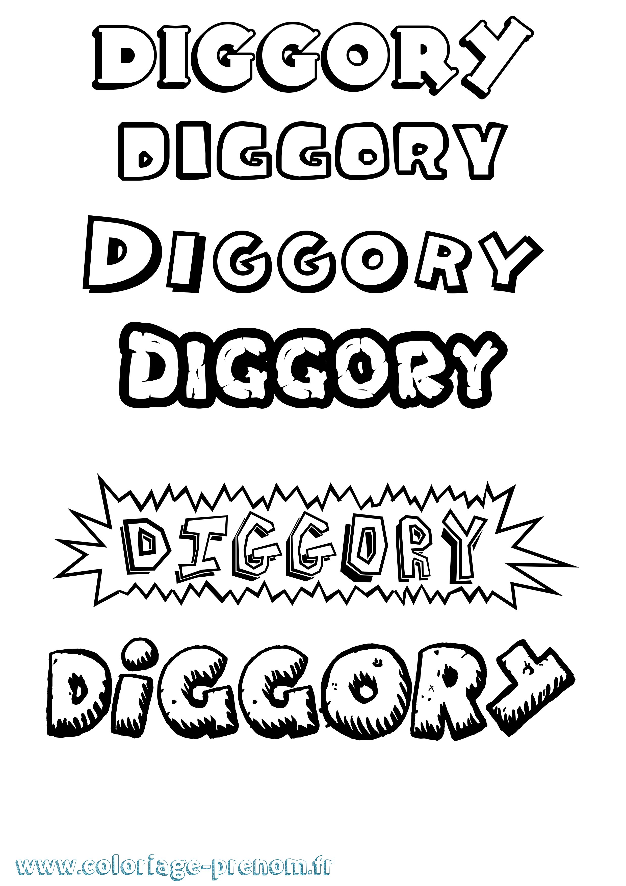 Coloriage Diggory Dessin Animé Coloriage prénom Diggory Dessin Animé