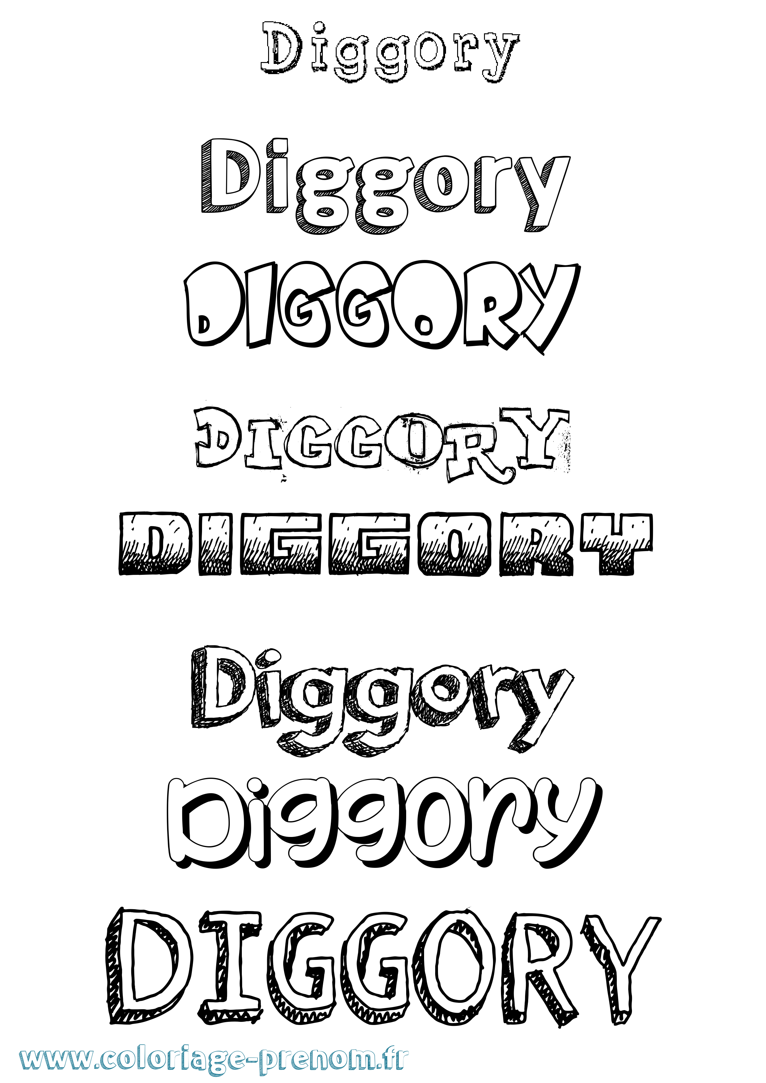 Coloriage Diggory Dessiné Coloriage prénom Diggory Dessiné