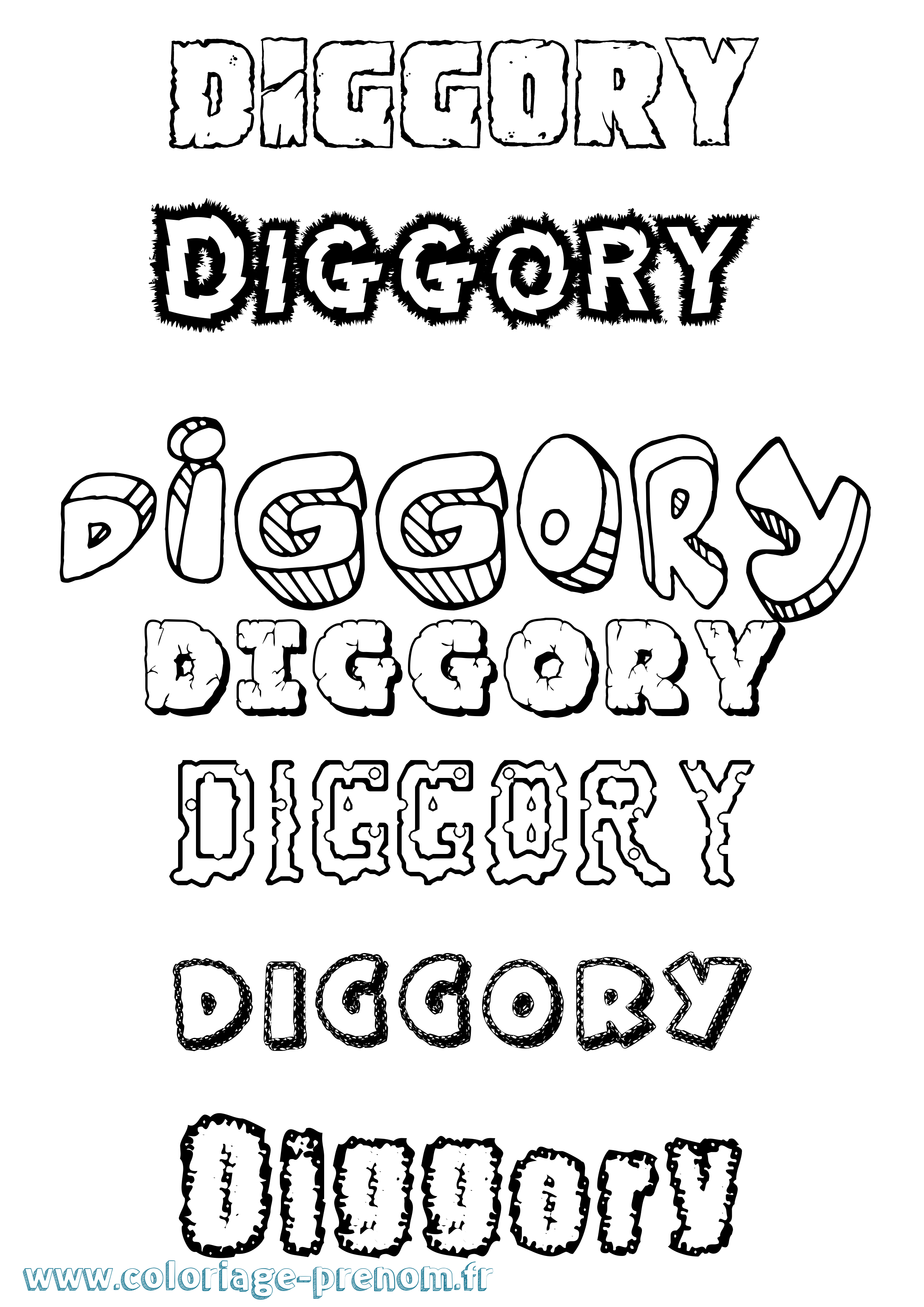 Coloriage prénom Diggory Destructuré
