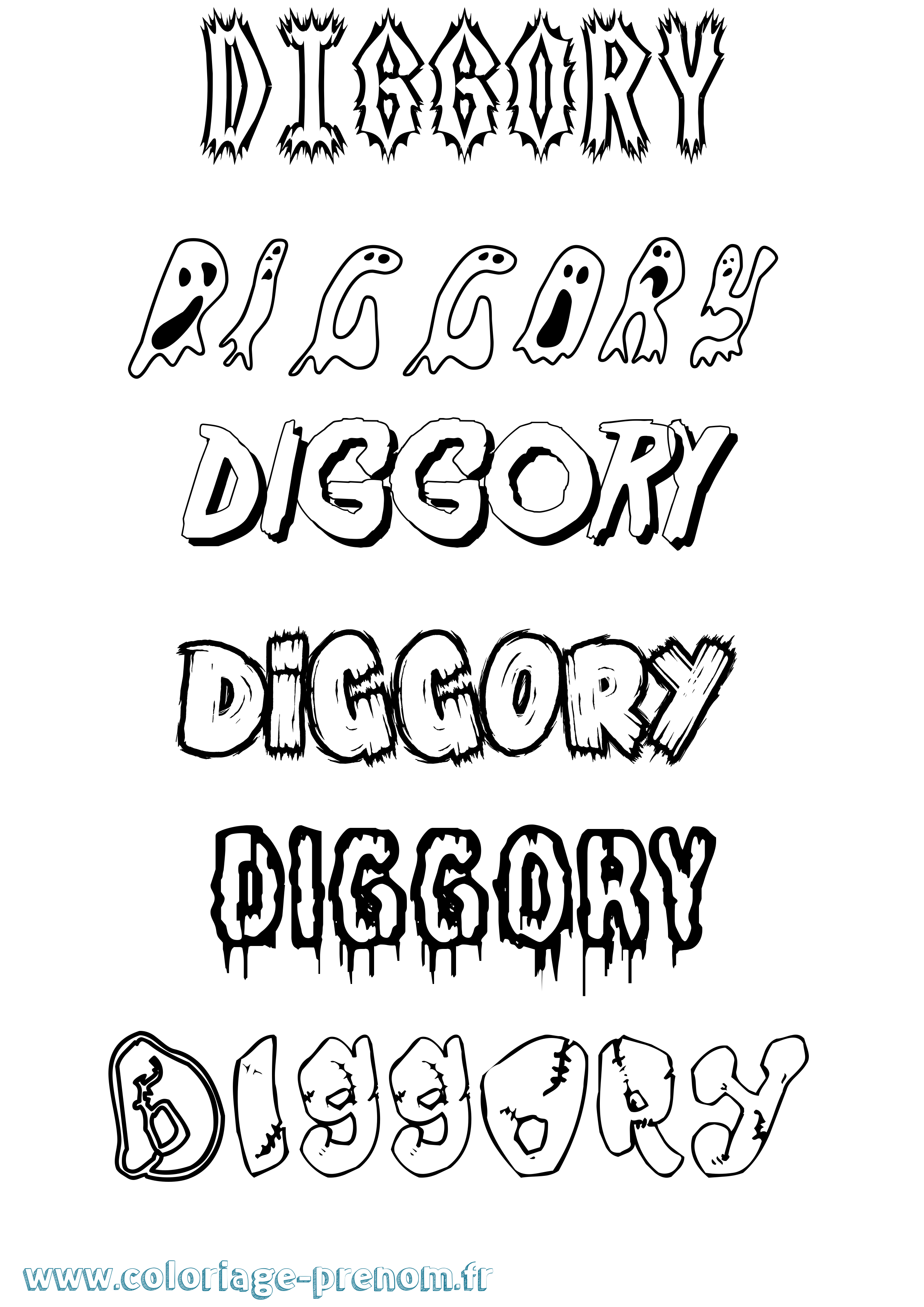 Coloriage prénom Diggory Frisson