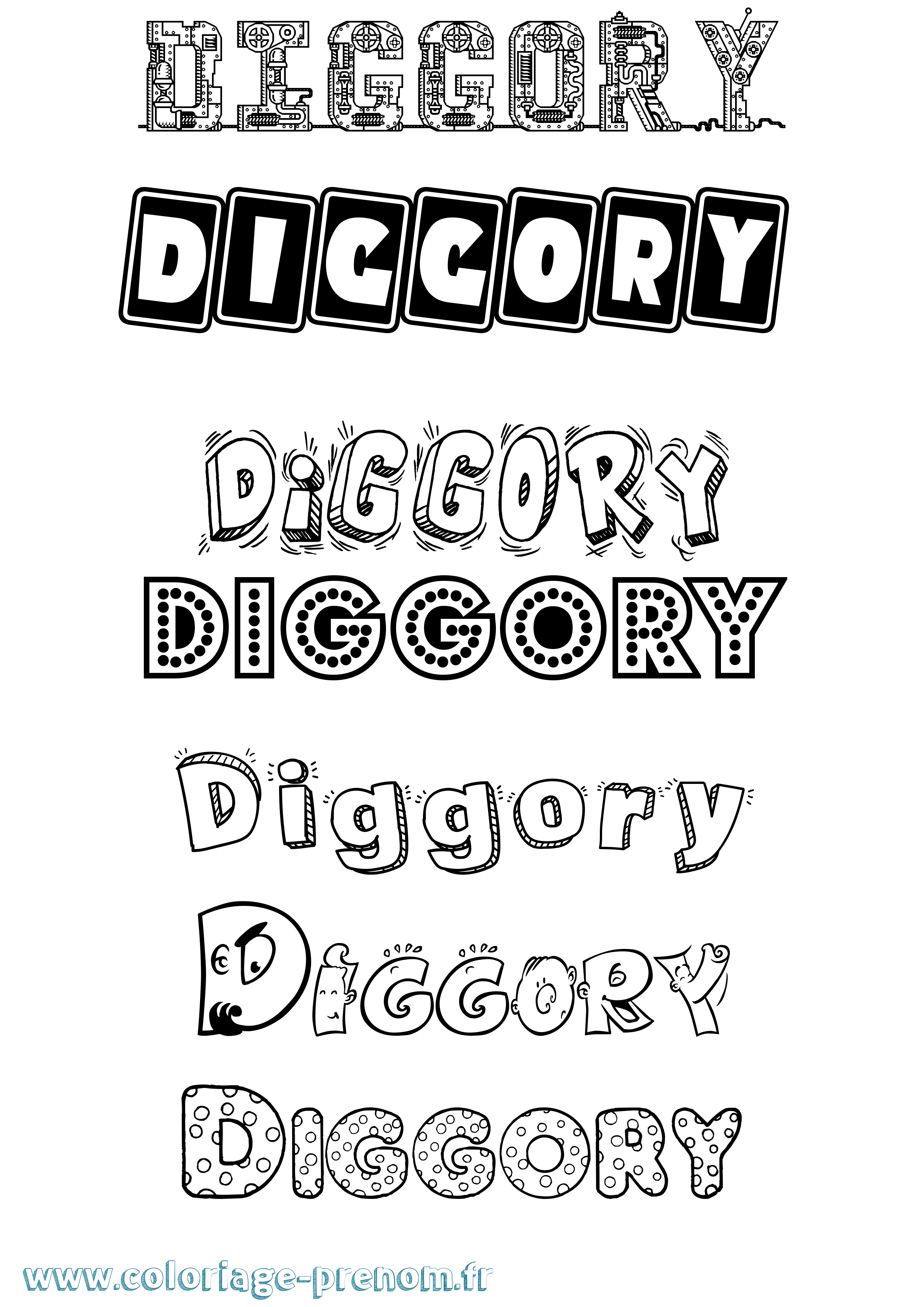 Coloriage Diggory Fun Coloriage prénom Diggory Fun