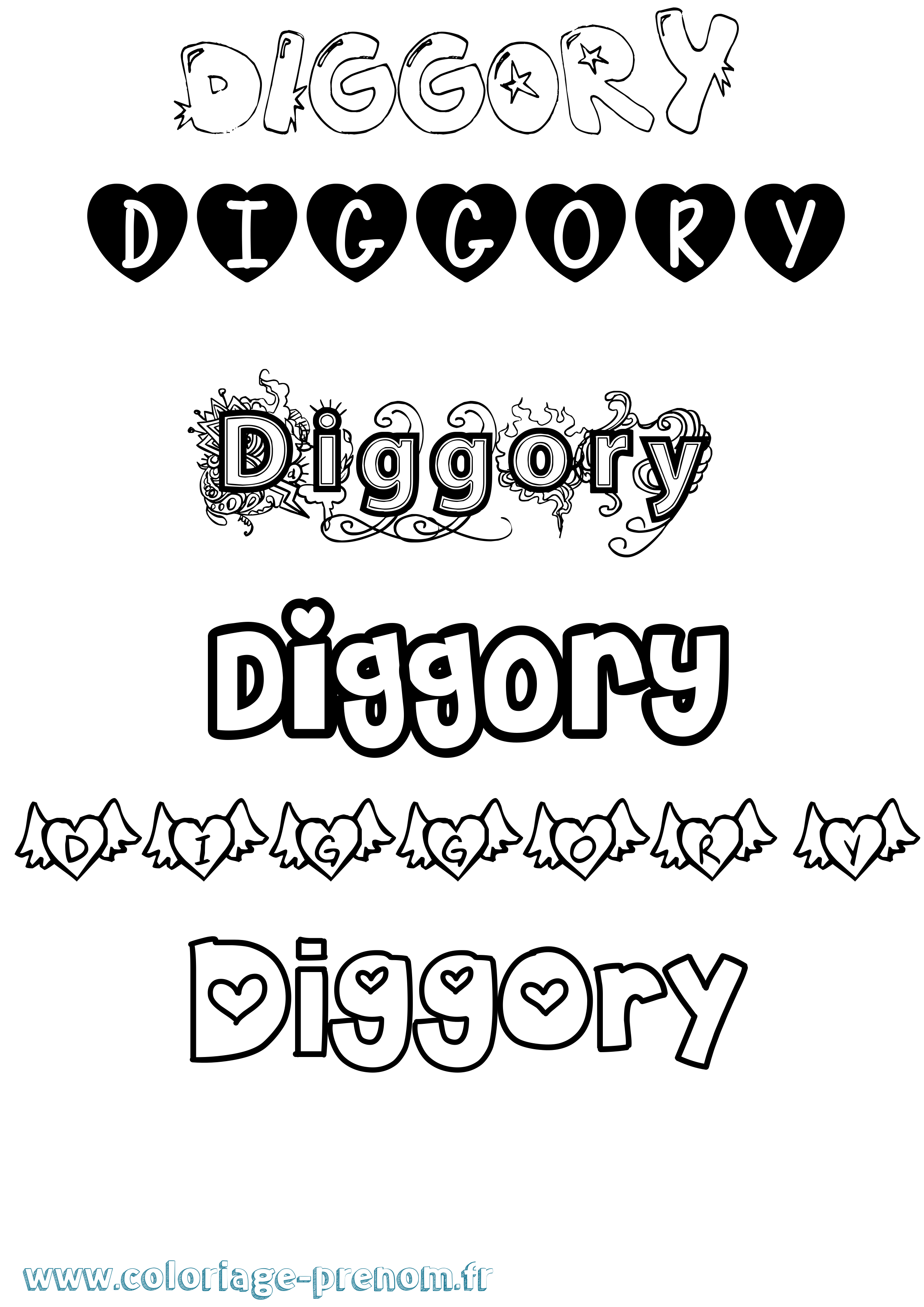 Coloriage Diggory Girly Coloriage prénom Diggory Girly