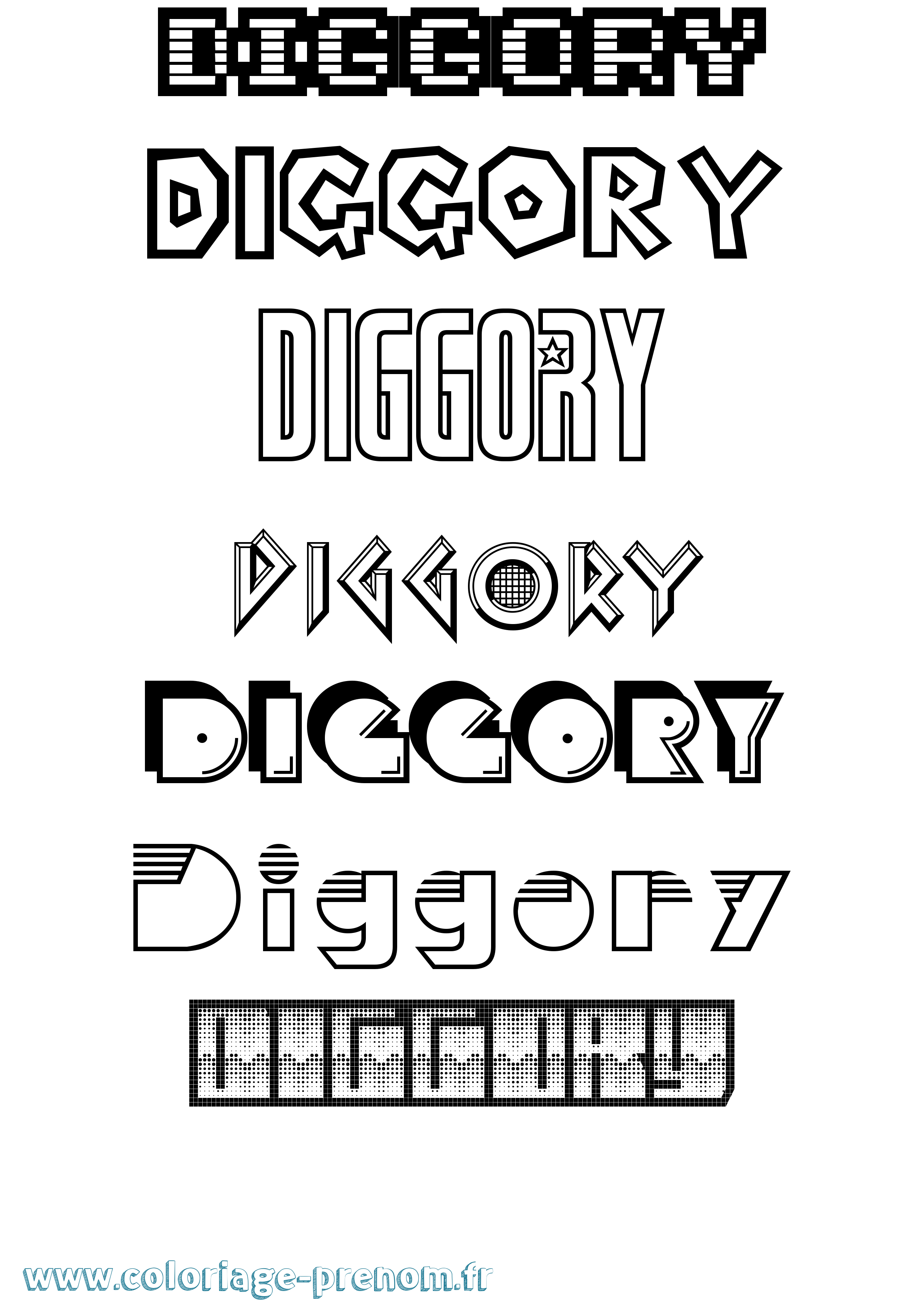 Coloriage prénom Diggory Jeux Vidéos