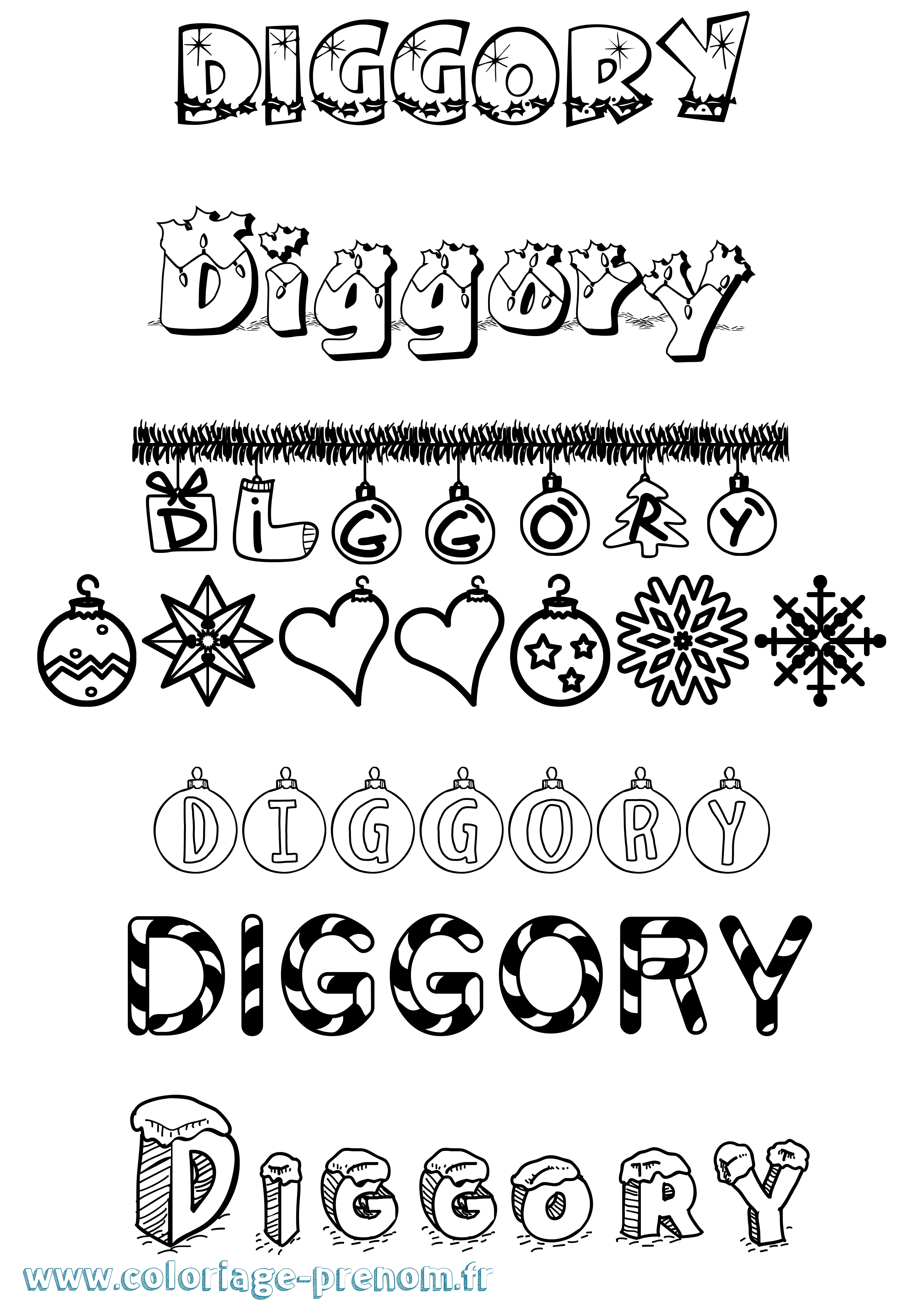 Coloriage prénom Diggory Noël
