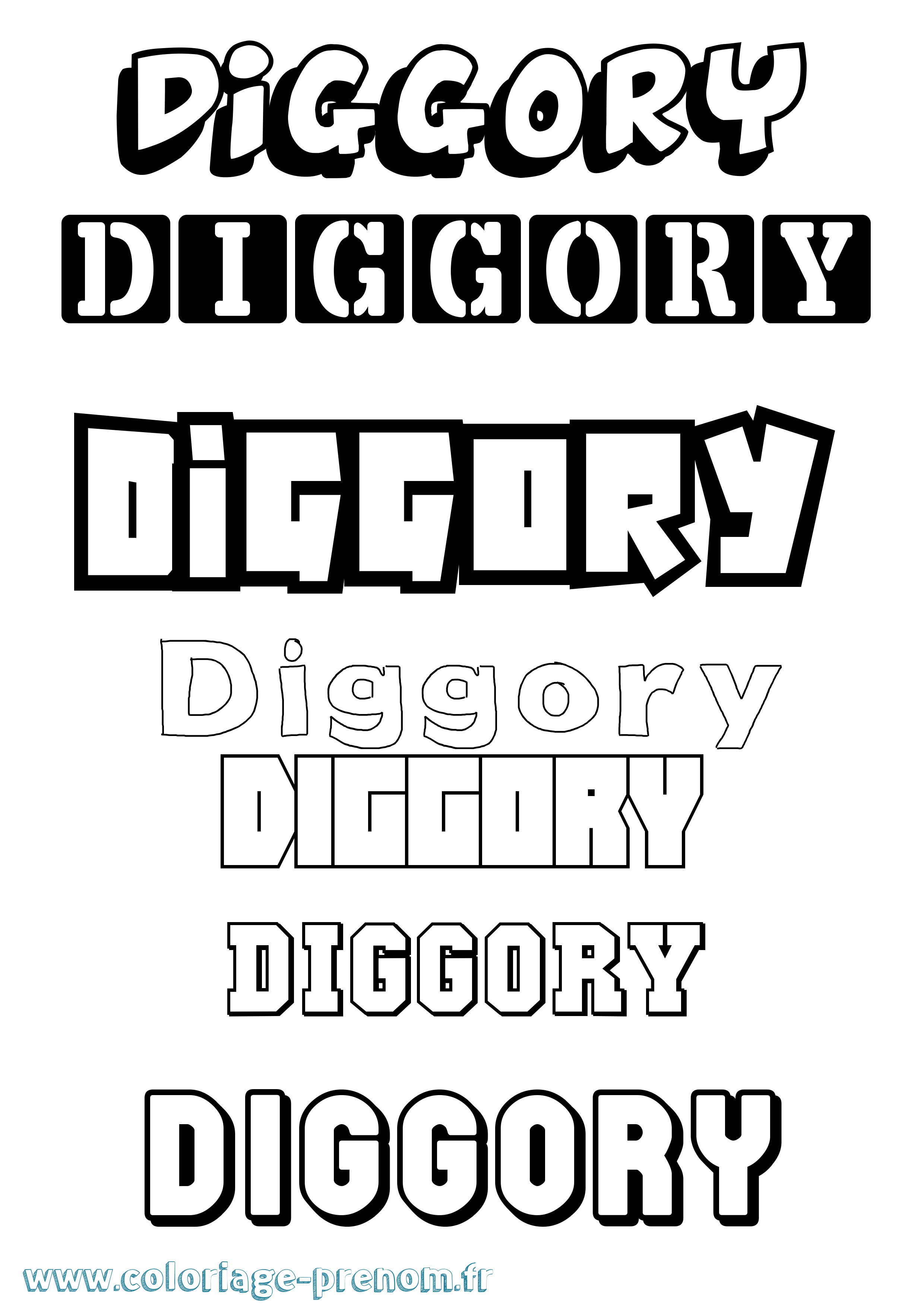 Coloriage Diggory Simple Coloriage prénom Diggory Simple