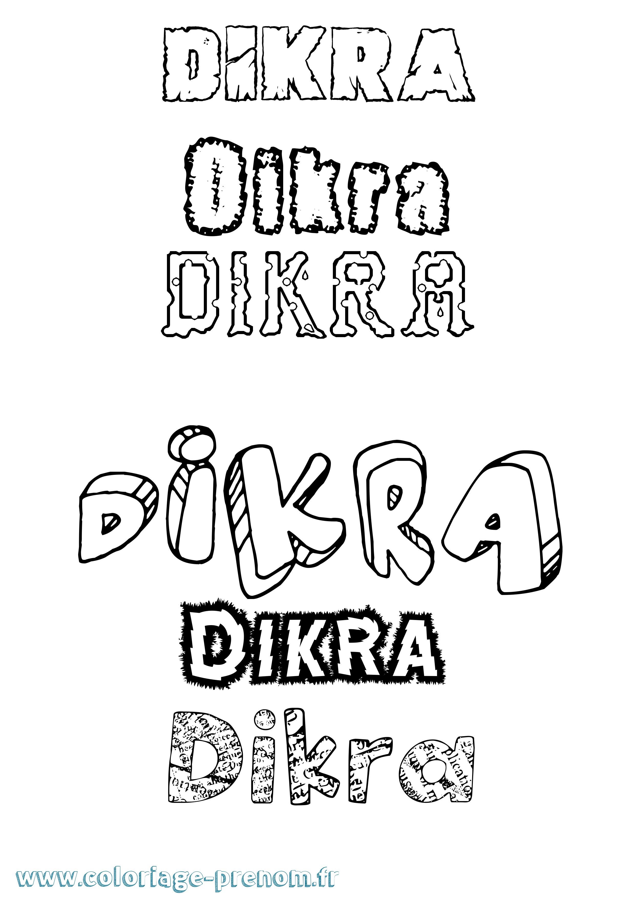 Coloriage prénom Dikra Destructuré
