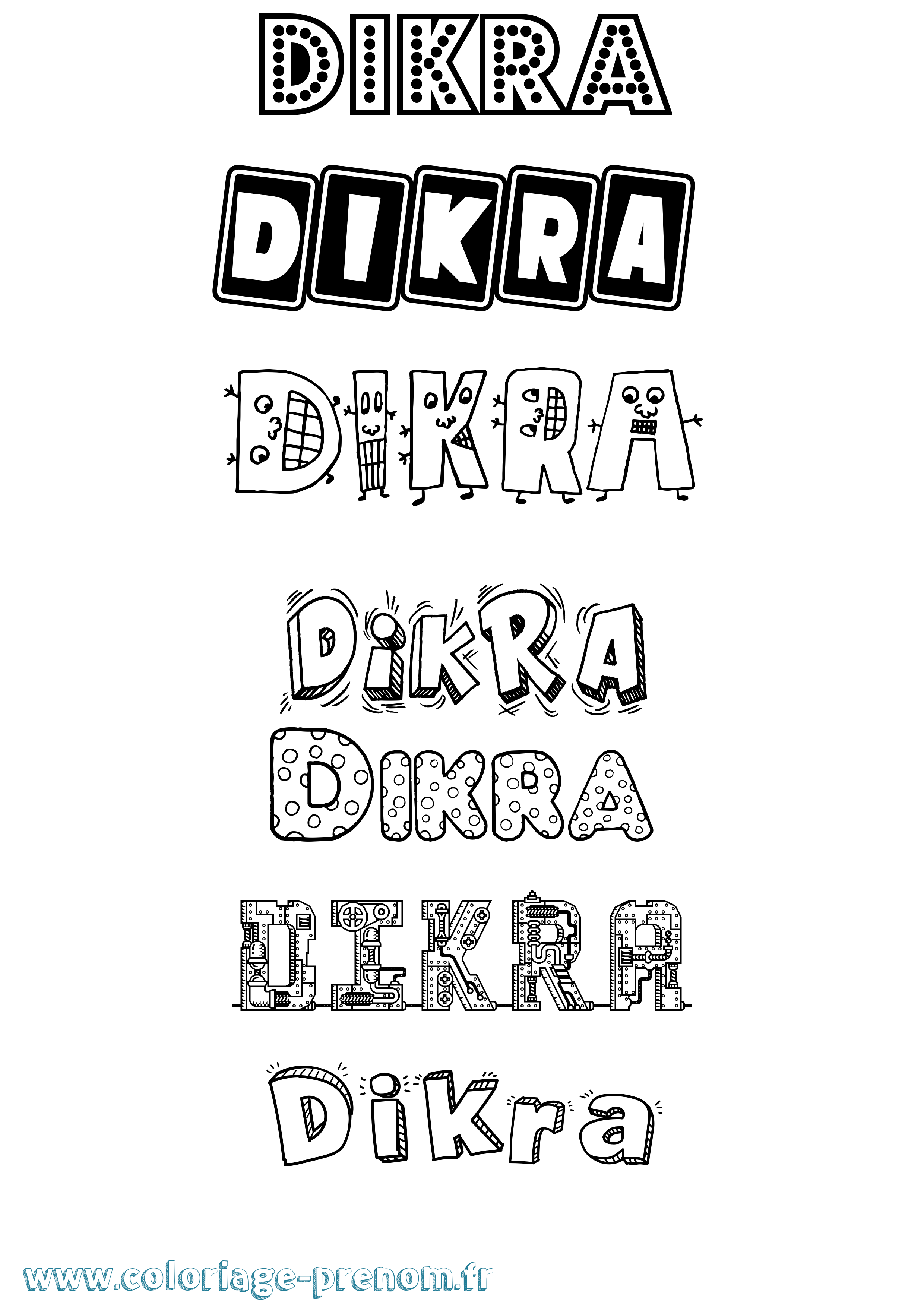 Coloriage prénom Dikra Fun