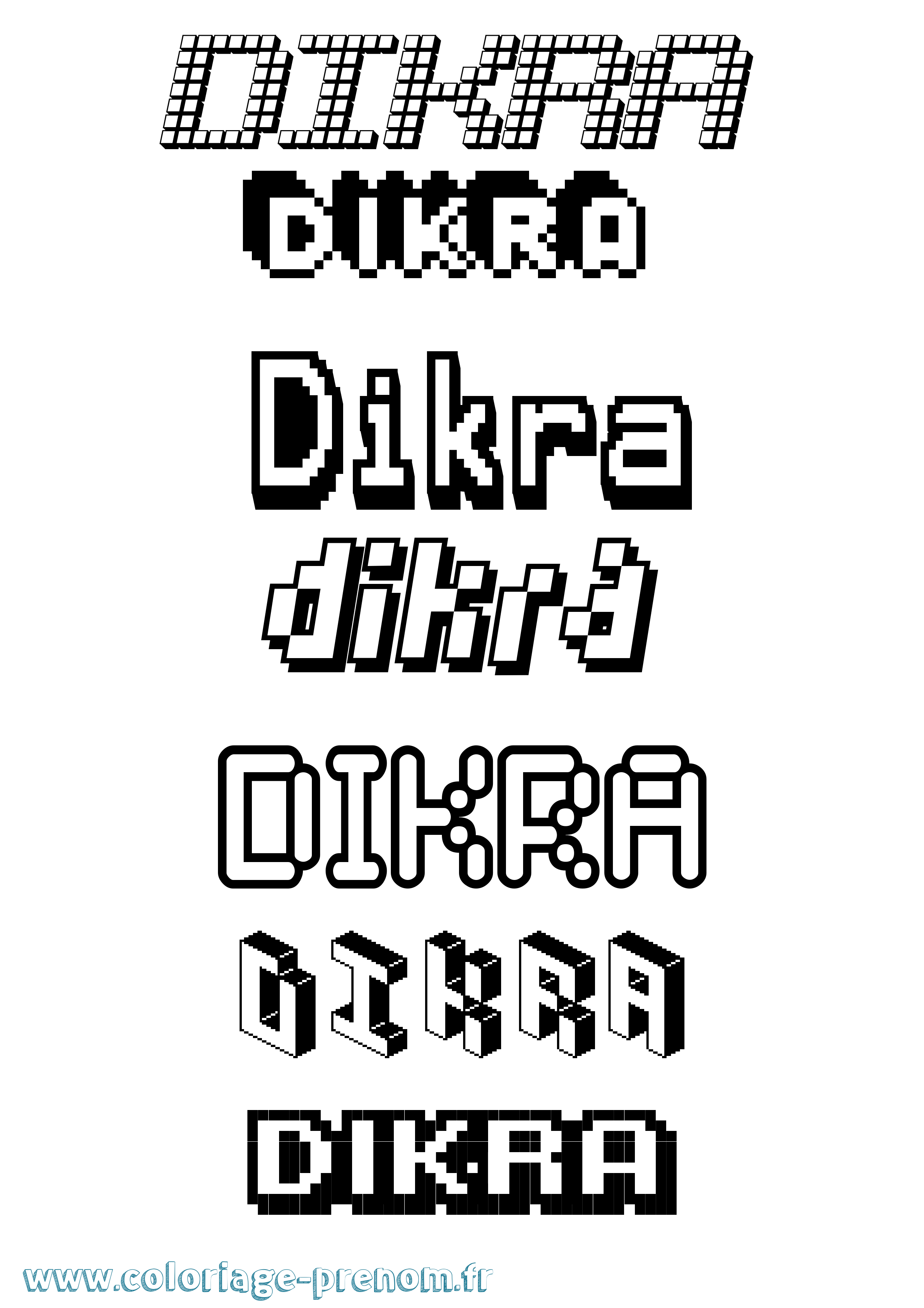 Coloriage prénom Dikra Pixel