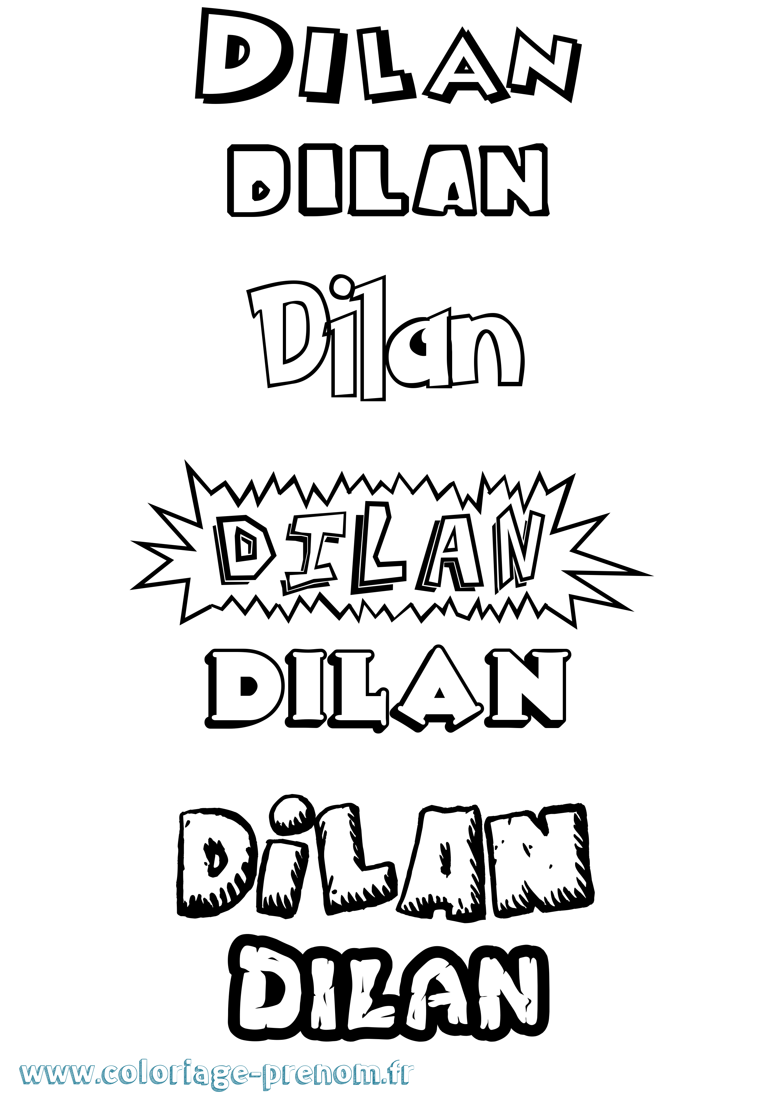 Coloriage prénom Dilan Dessin Animé