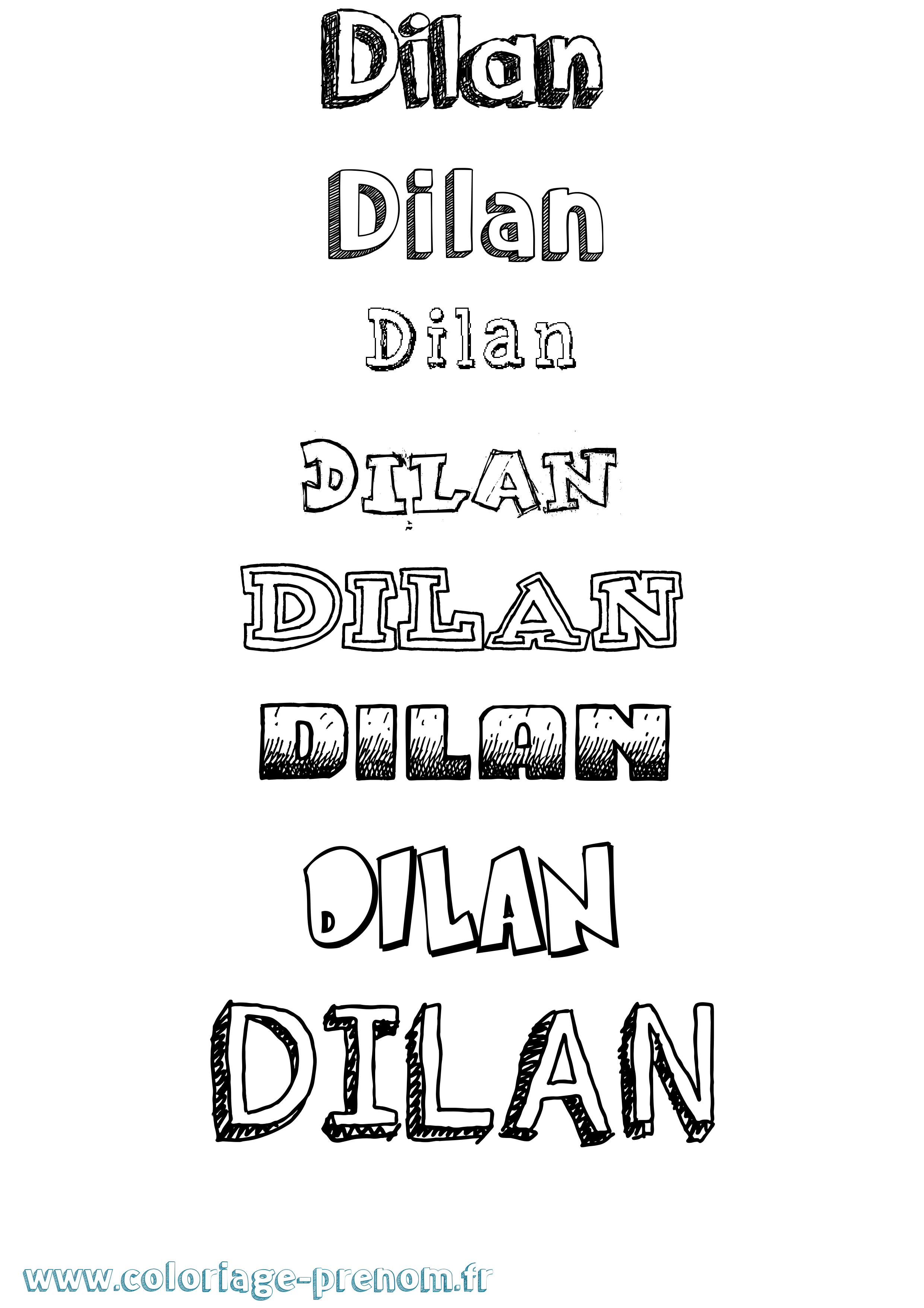Coloriage prénom Dilan Dessiné
