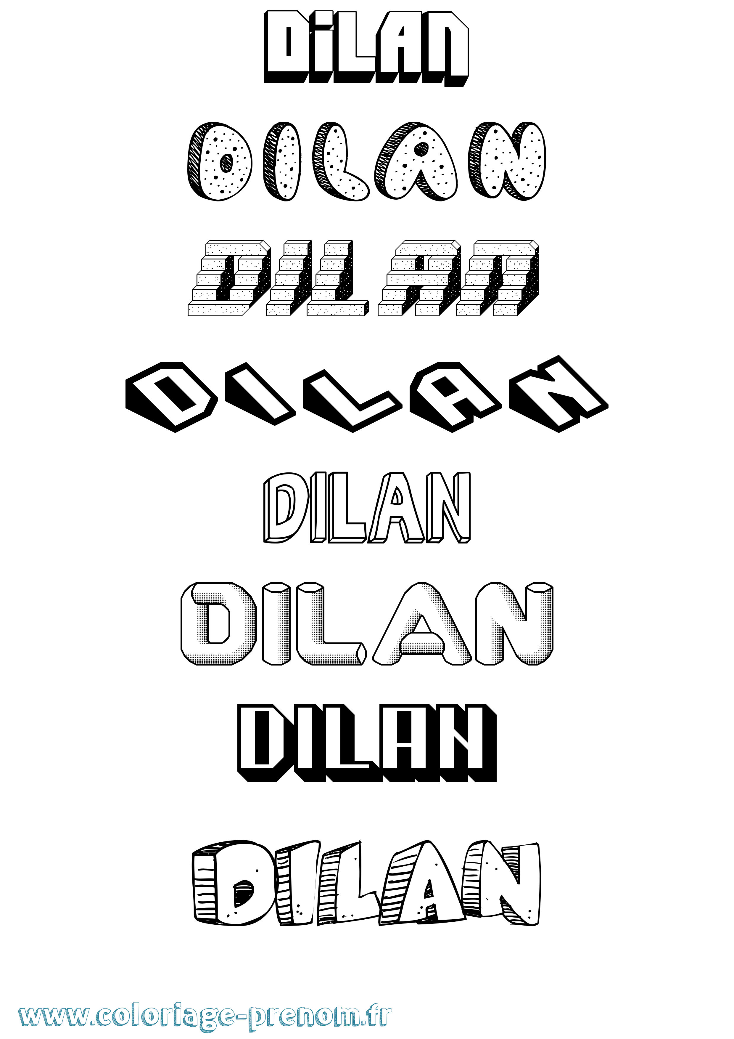 Coloriage prénom Dilan Effet 3D