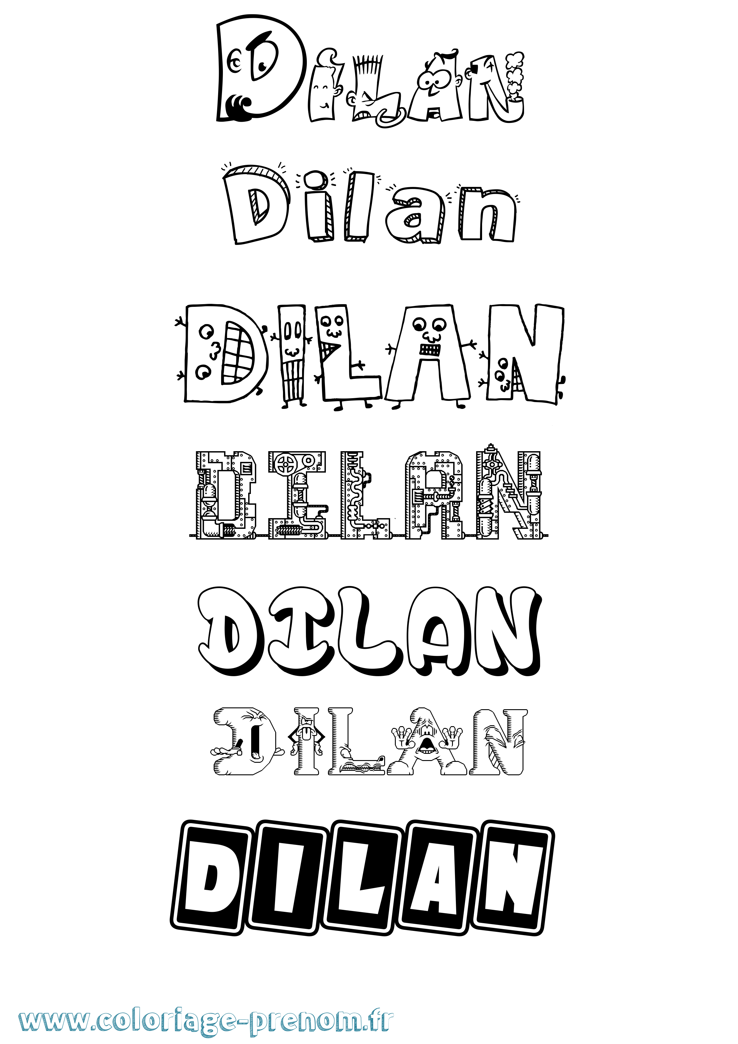 Coloriage prénom Dilan Fun