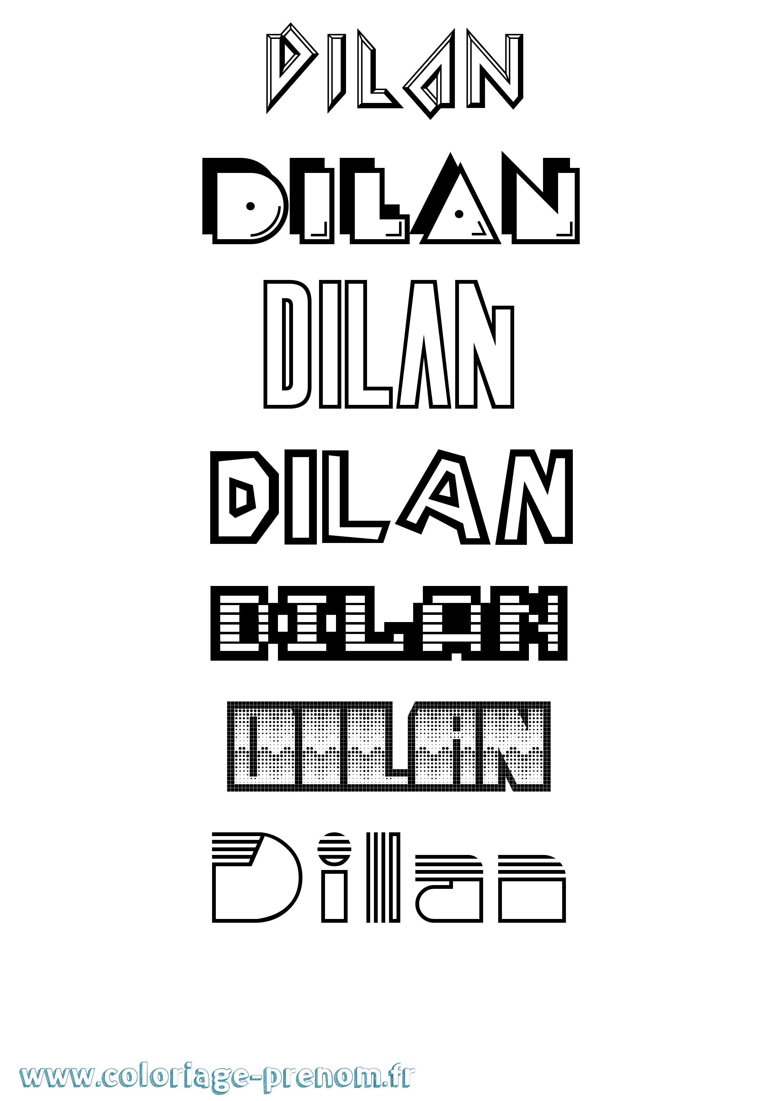 Coloriage prénom Dilan Jeux Vidéos