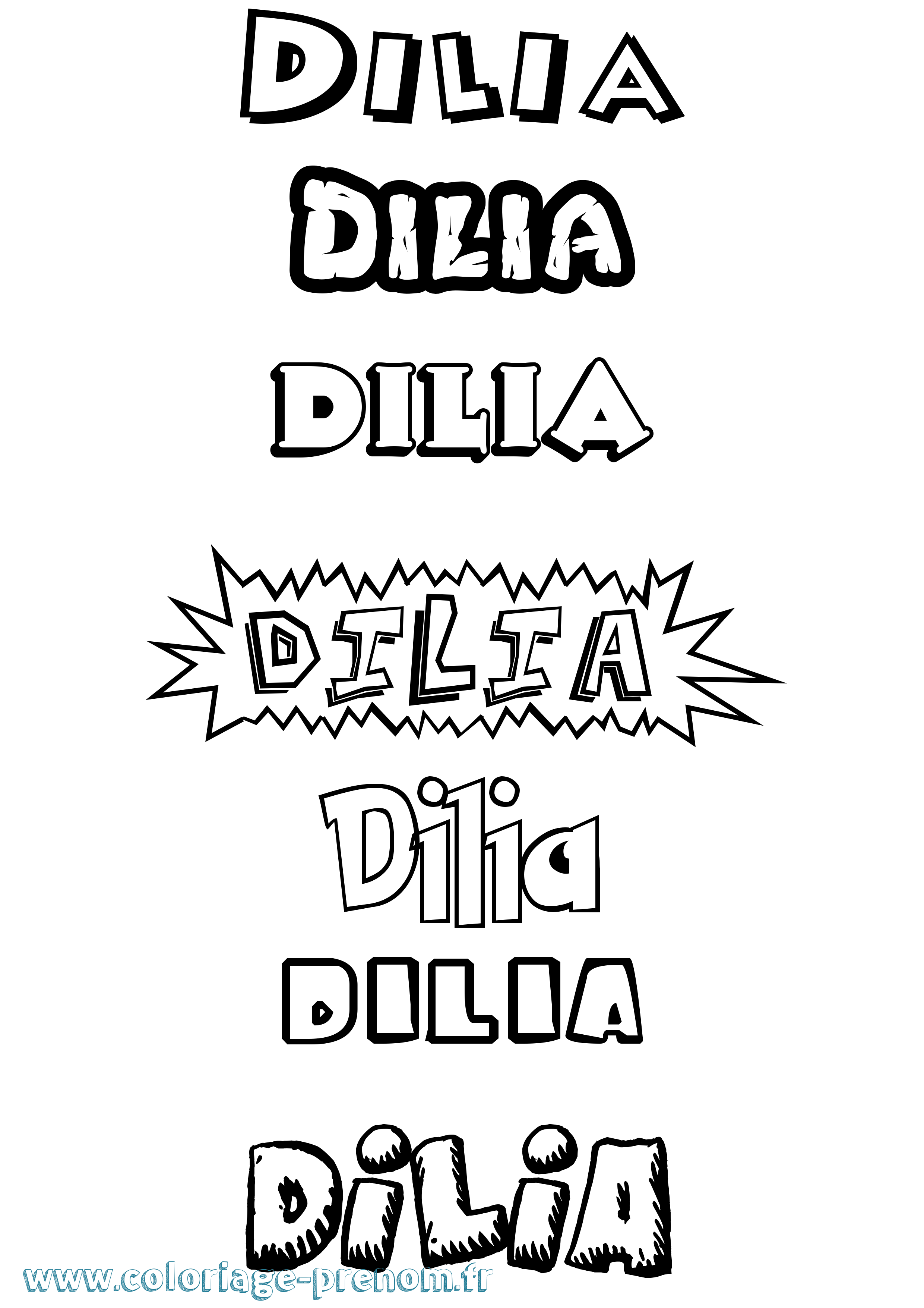 Coloriage prénom Dilia Dessin Animé
