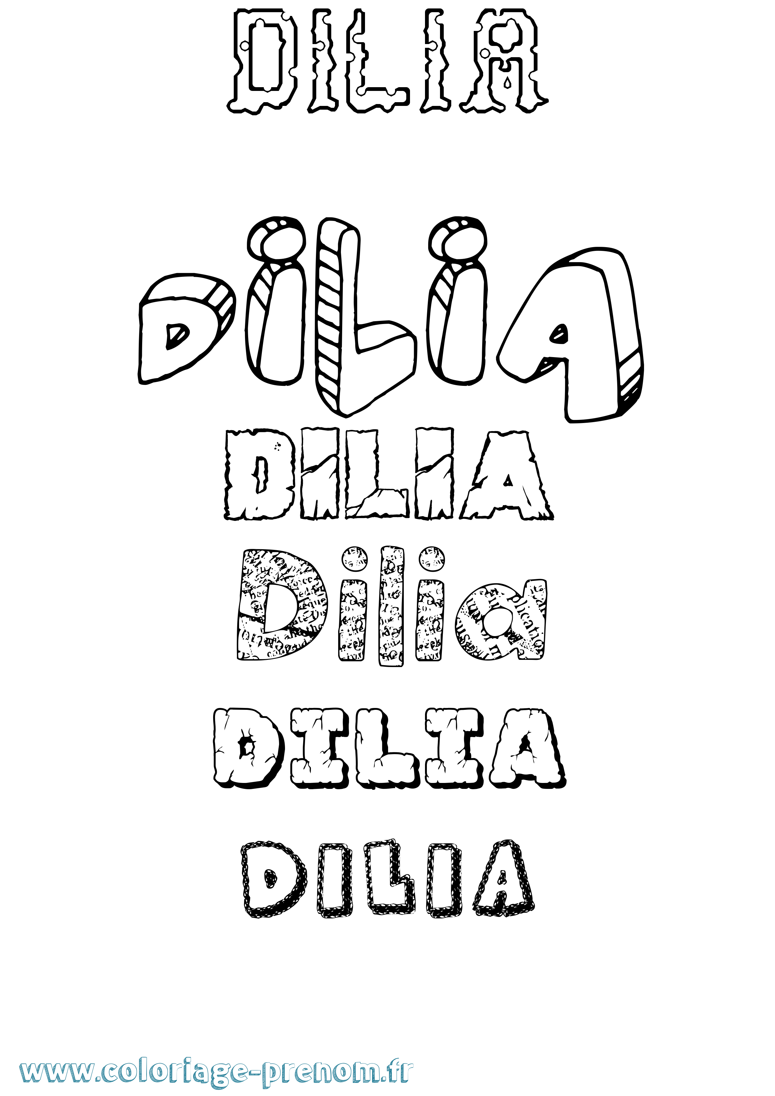 Coloriage prénom Dilia Destructuré