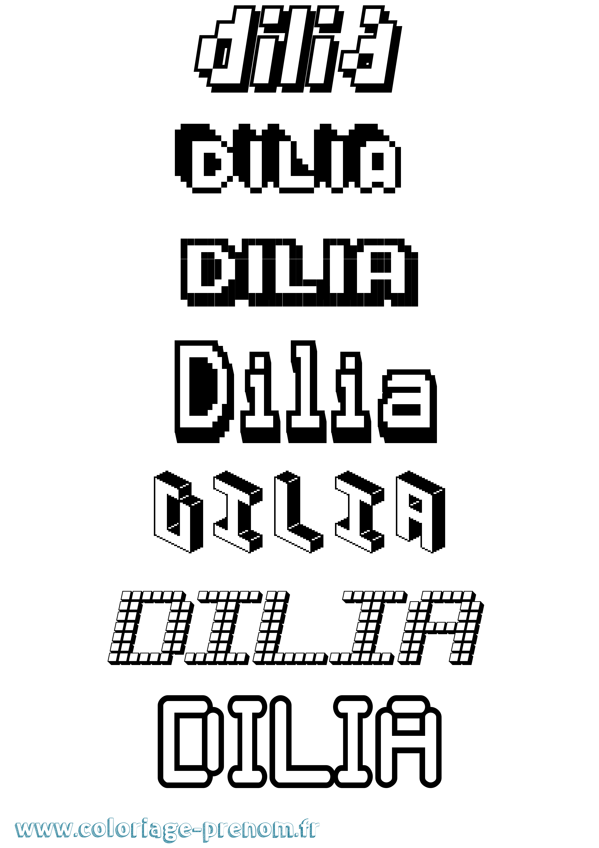 Coloriage prénom Dilia Pixel