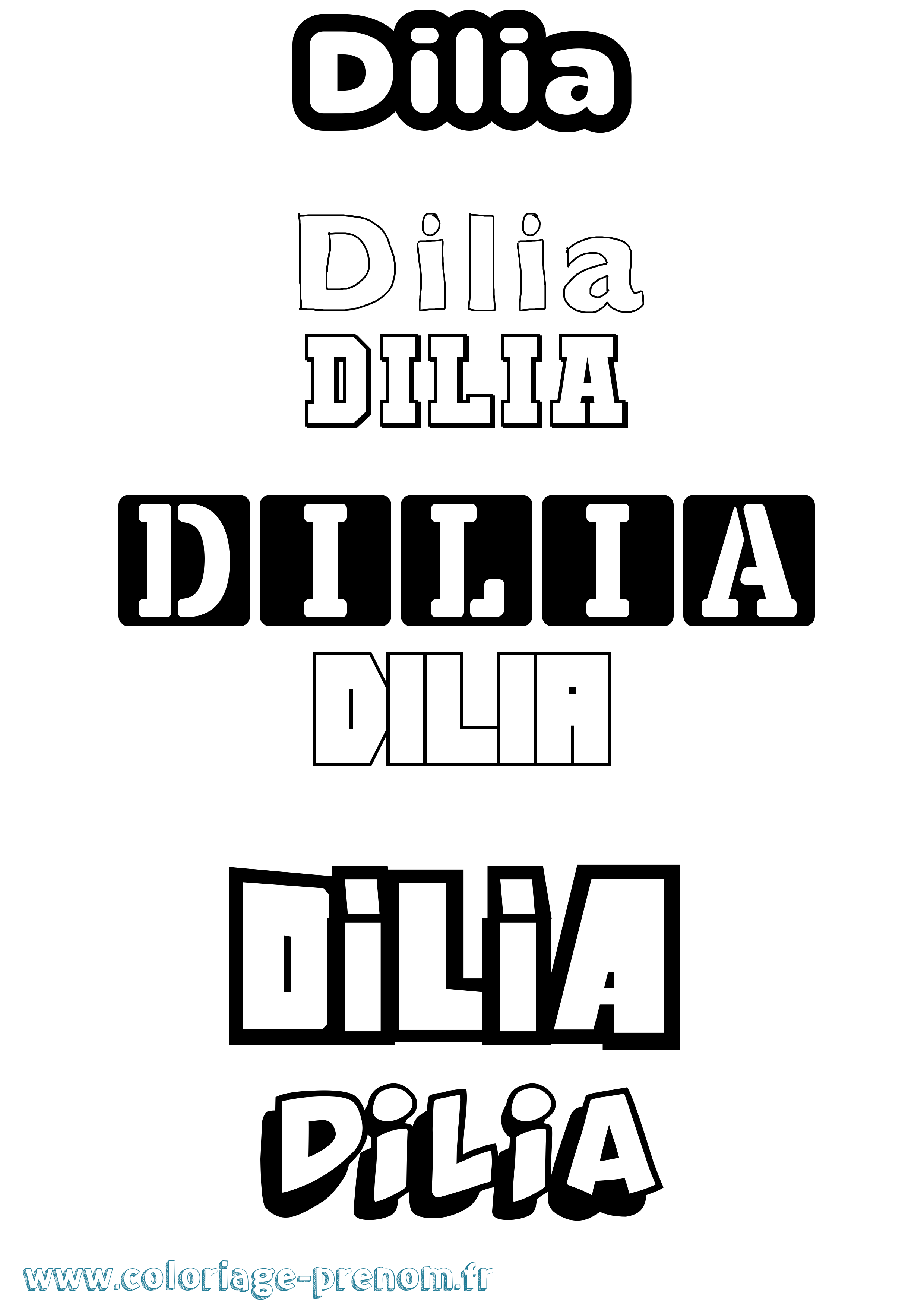 Coloriage prénom Dilia Simple